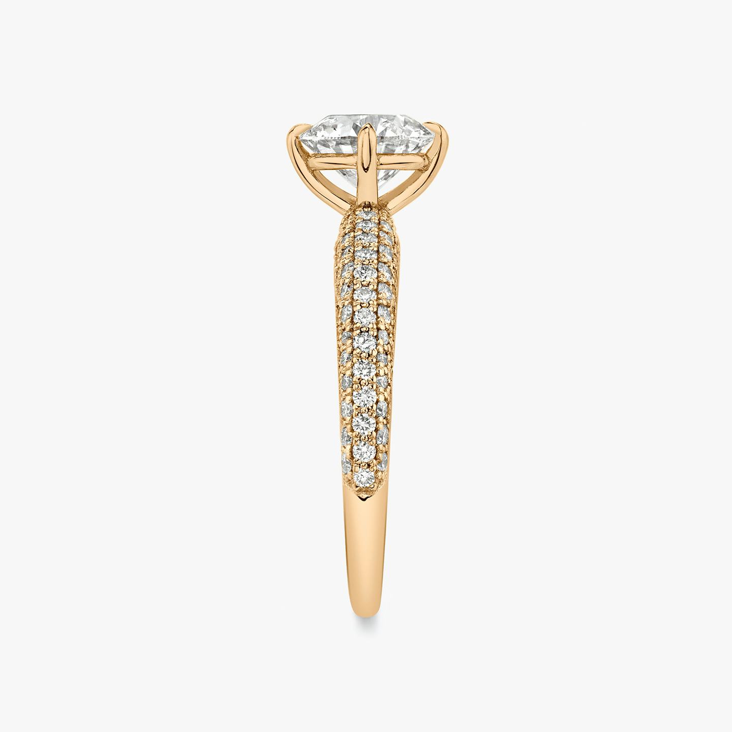 The Curator | Round Brilliant | 14k | 14k Rose Gold | Band: Pavé | Carat weight: 1 | Diamond orientation: vertical