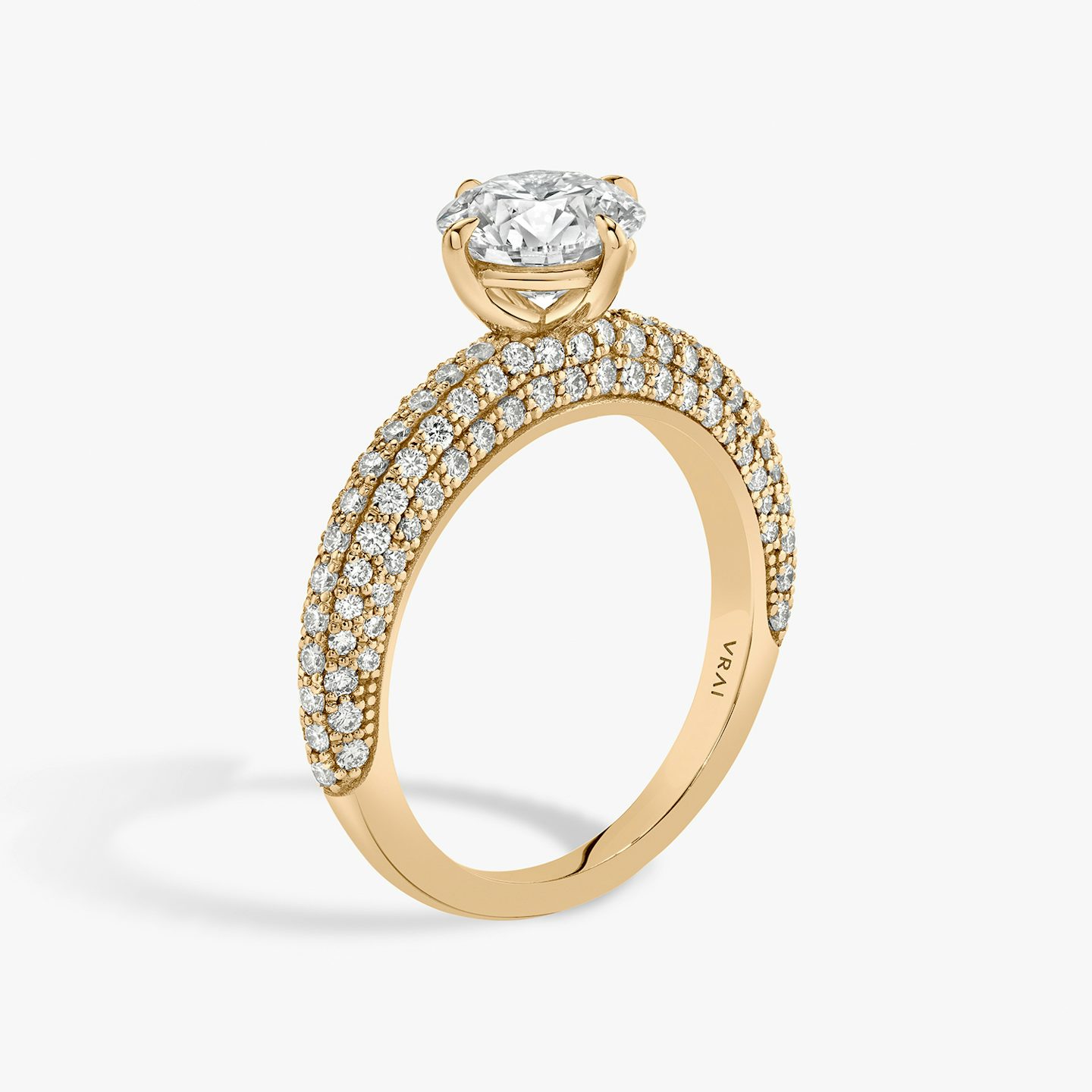 The Curator | Round Brilliant | 14k | 14k Rose Gold | Band: Pavé | Carat weight: 1½ | Diamond orientation: vertical