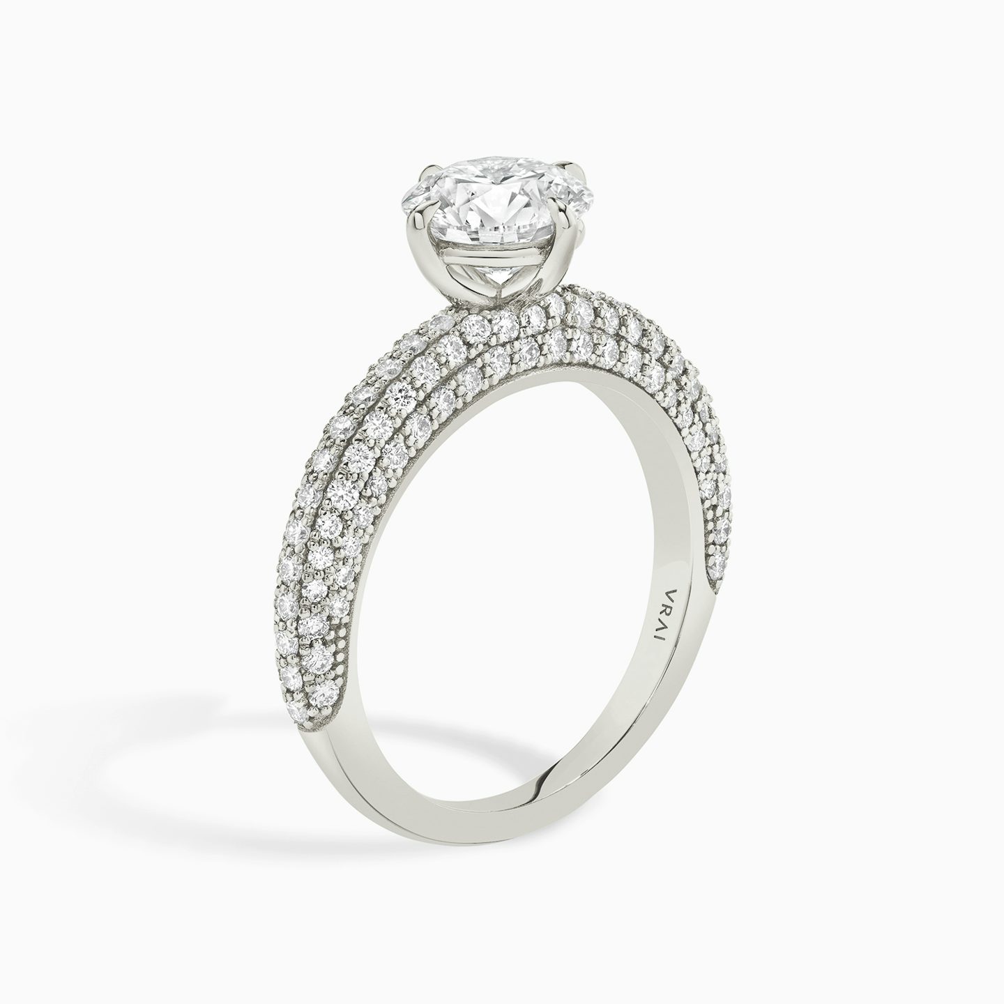 The Curator | Round Brilliant | 18k | 18k White Gold | Band: Pavé | Carat weight: See full inventory | Diamond orientation: vertical