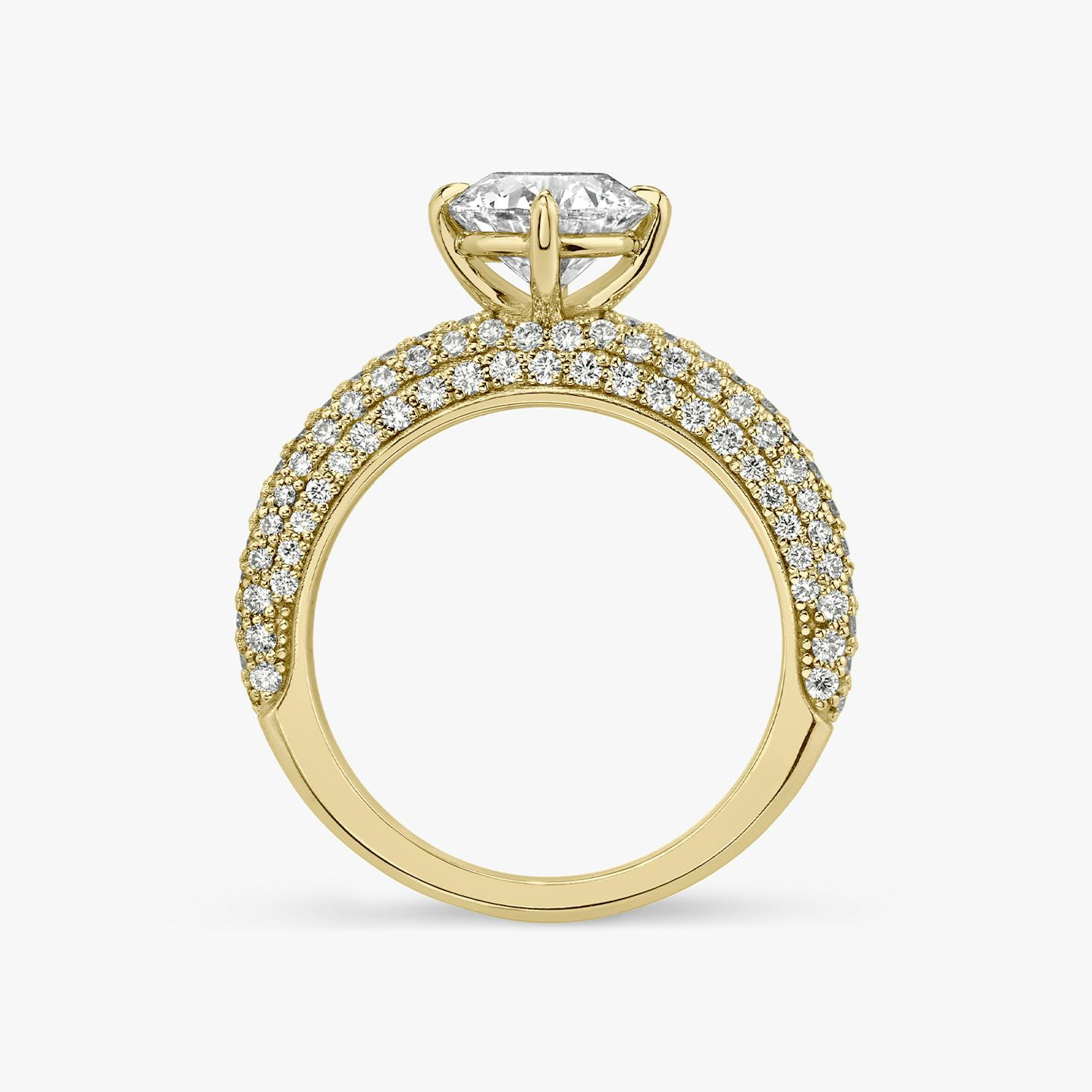 The Curator | Round Brilliant | 18k | 18k Yellow Gold | Band: Pavé | Carat weight: 1 | Diamond orientation: vertical