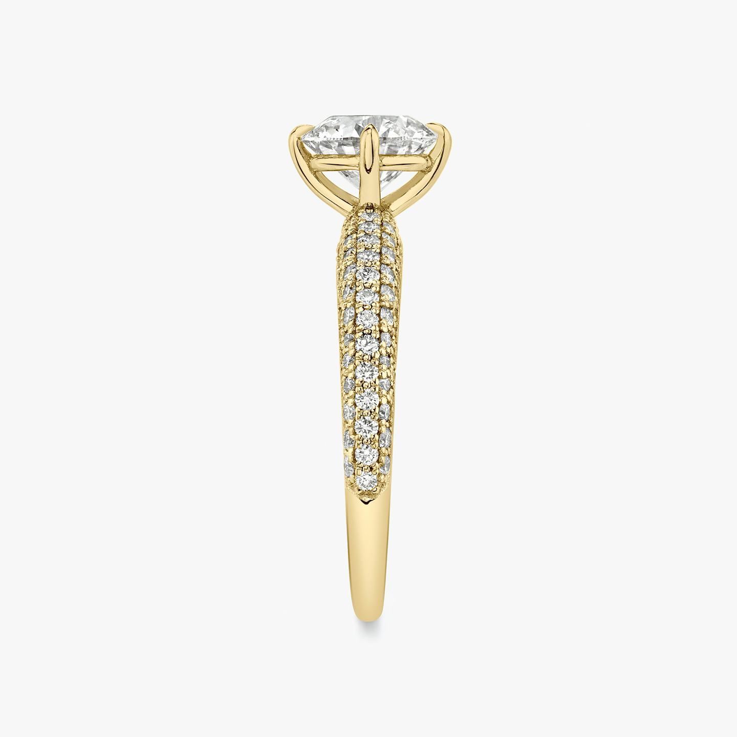 The Curator | Round Brilliant | 18k | 18k Yellow Gold | Band: Pavé | Carat weight: 1 | Diamond orientation: vertical