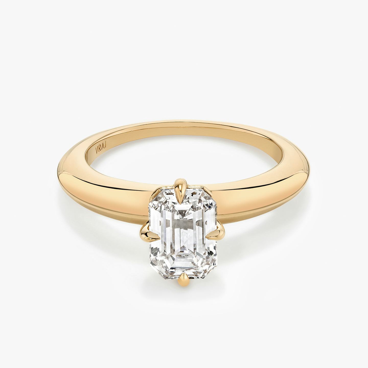The Curator | Emerald | 14k | 14k Rose Gold | Band: Plain | Diamond orientation: vertical | Carat weight: See full inventory