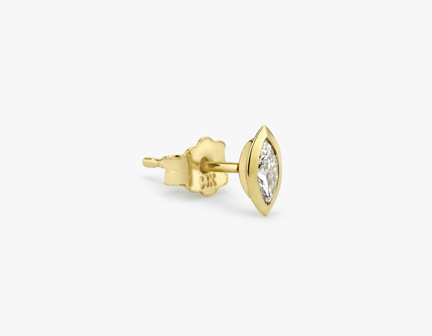 Knife-Edge Bezel Earring | Pavé Marquise | 14k | 18k Yellow Gold | Size: One Size