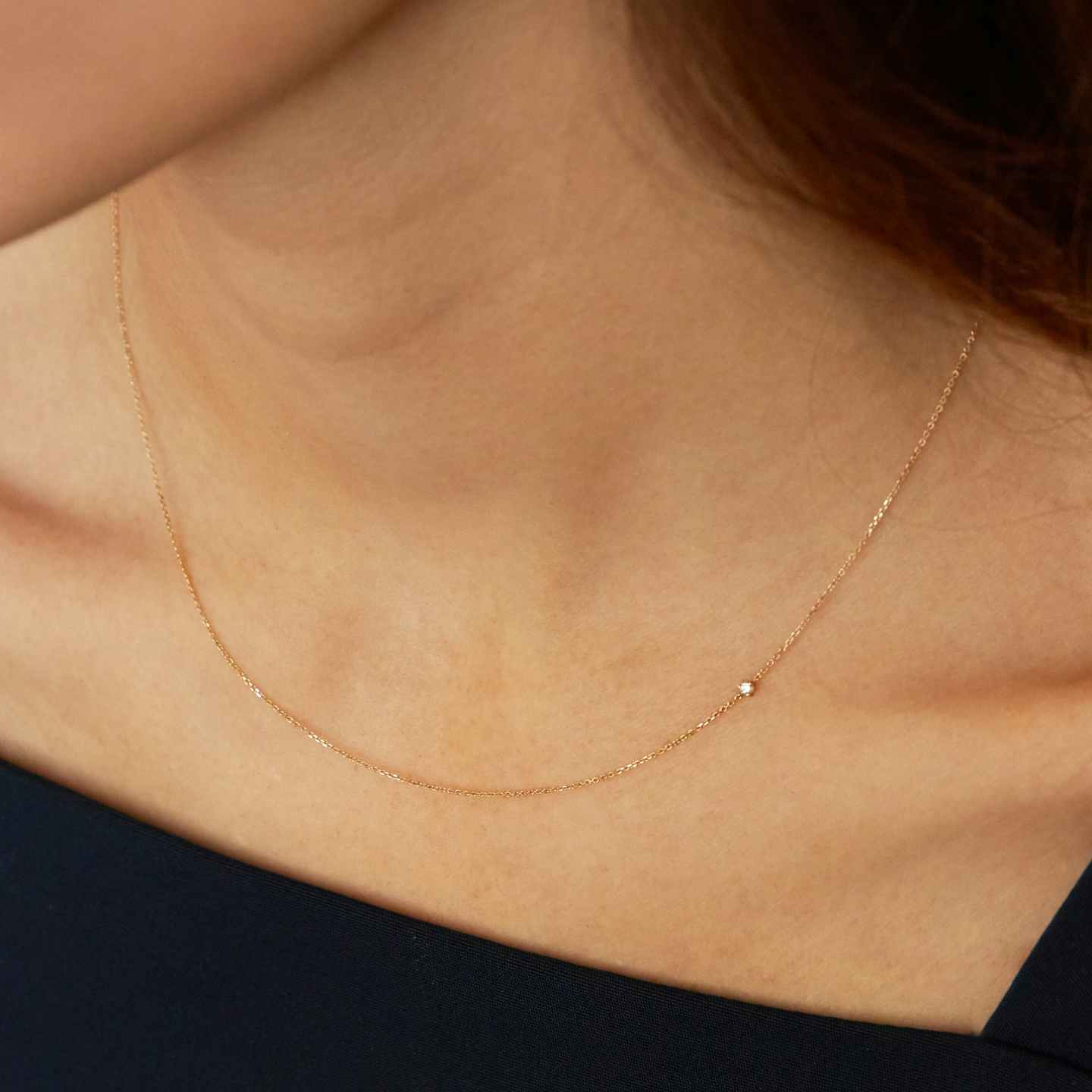 Closeup image of Tiny Diamond Necklace
