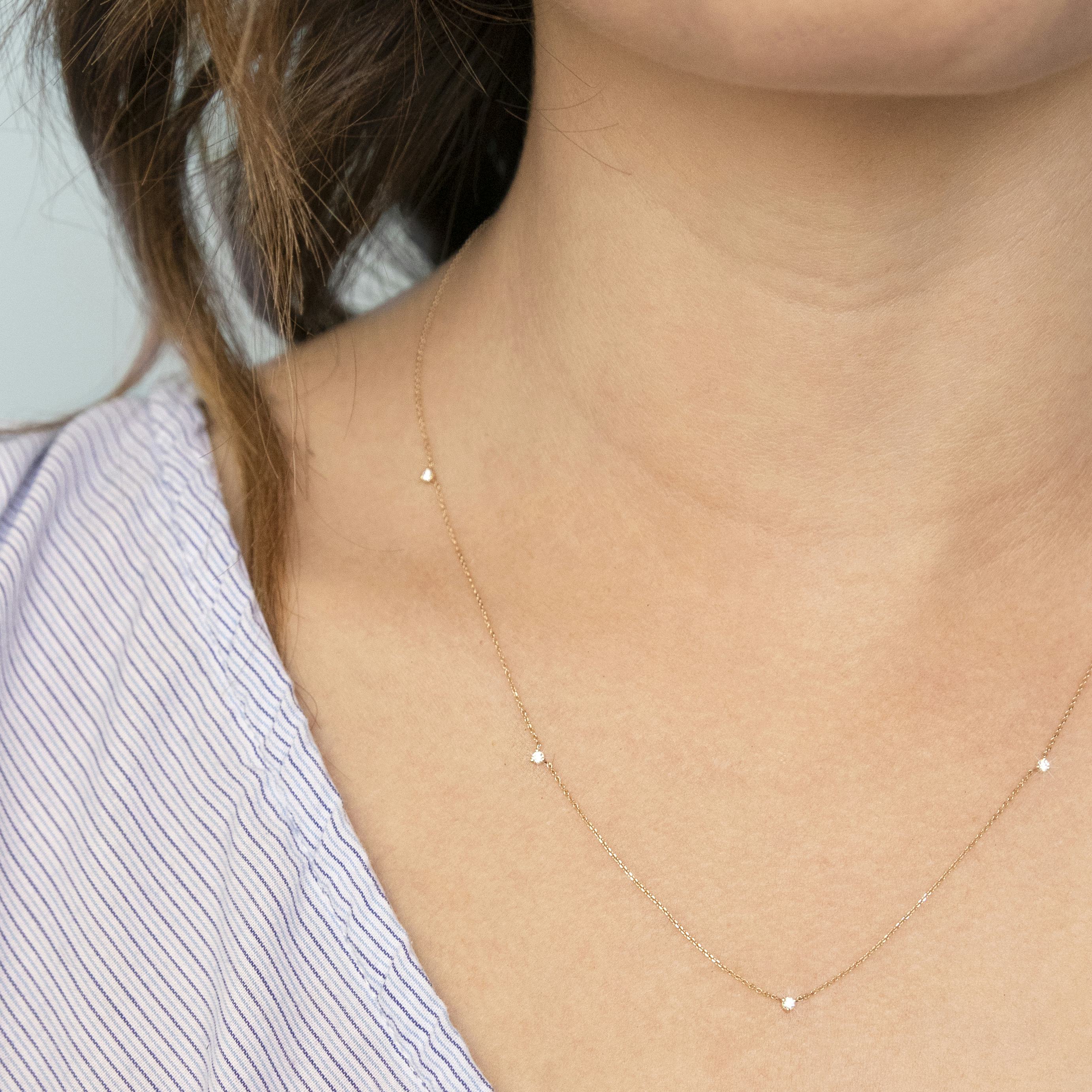 Tiny diamond station necklace Clearance