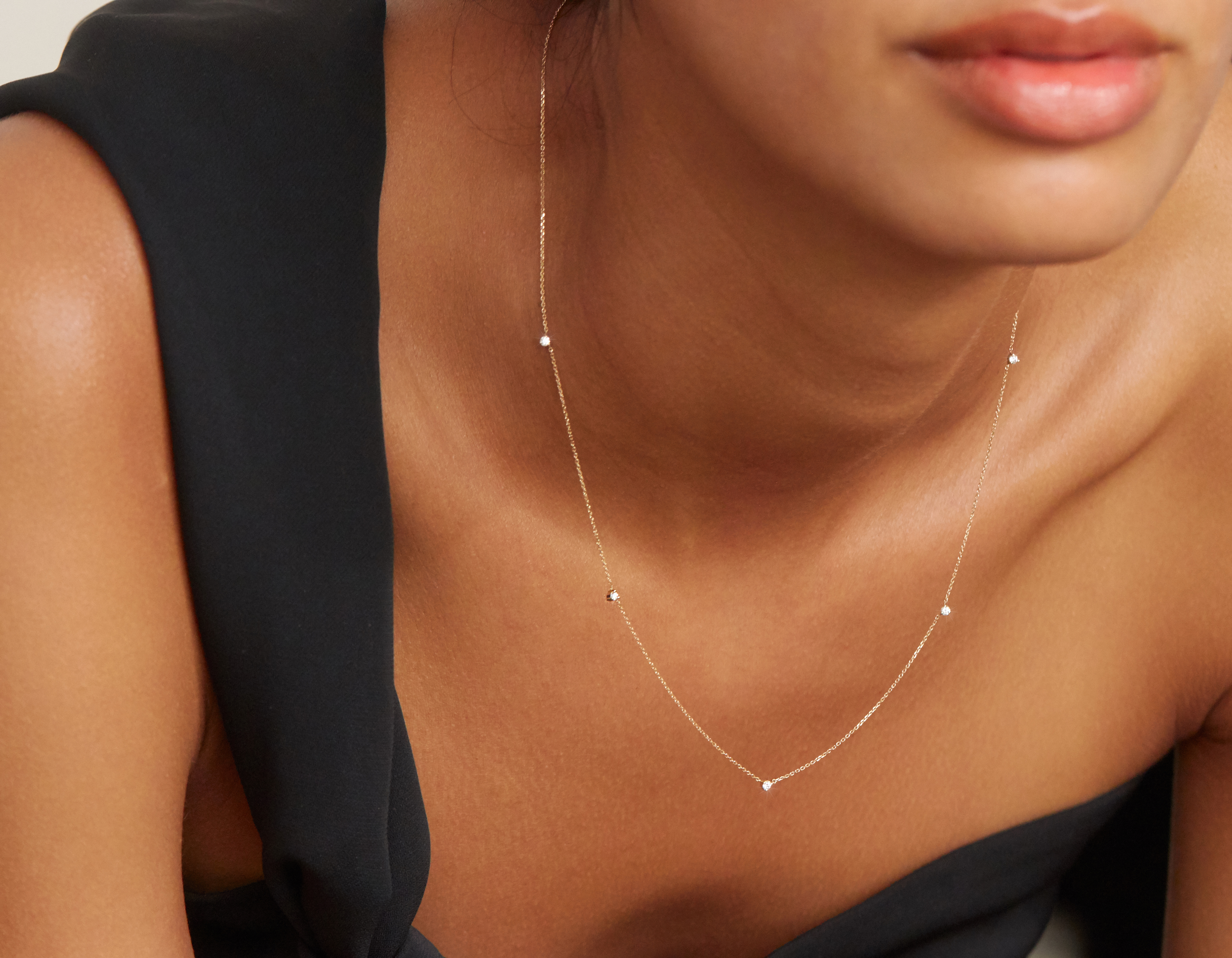 Buy Five Bezel-Set Diamond Station Necklace in 14K White Gold (0.5ctw)