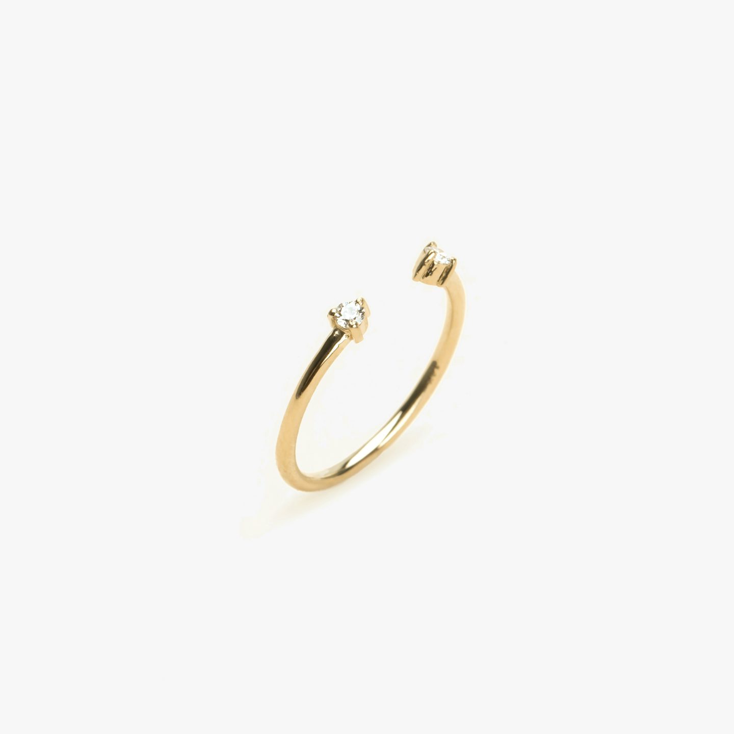 Tiny Cuff Ring | round-brilliant | 14k | yellow-gold