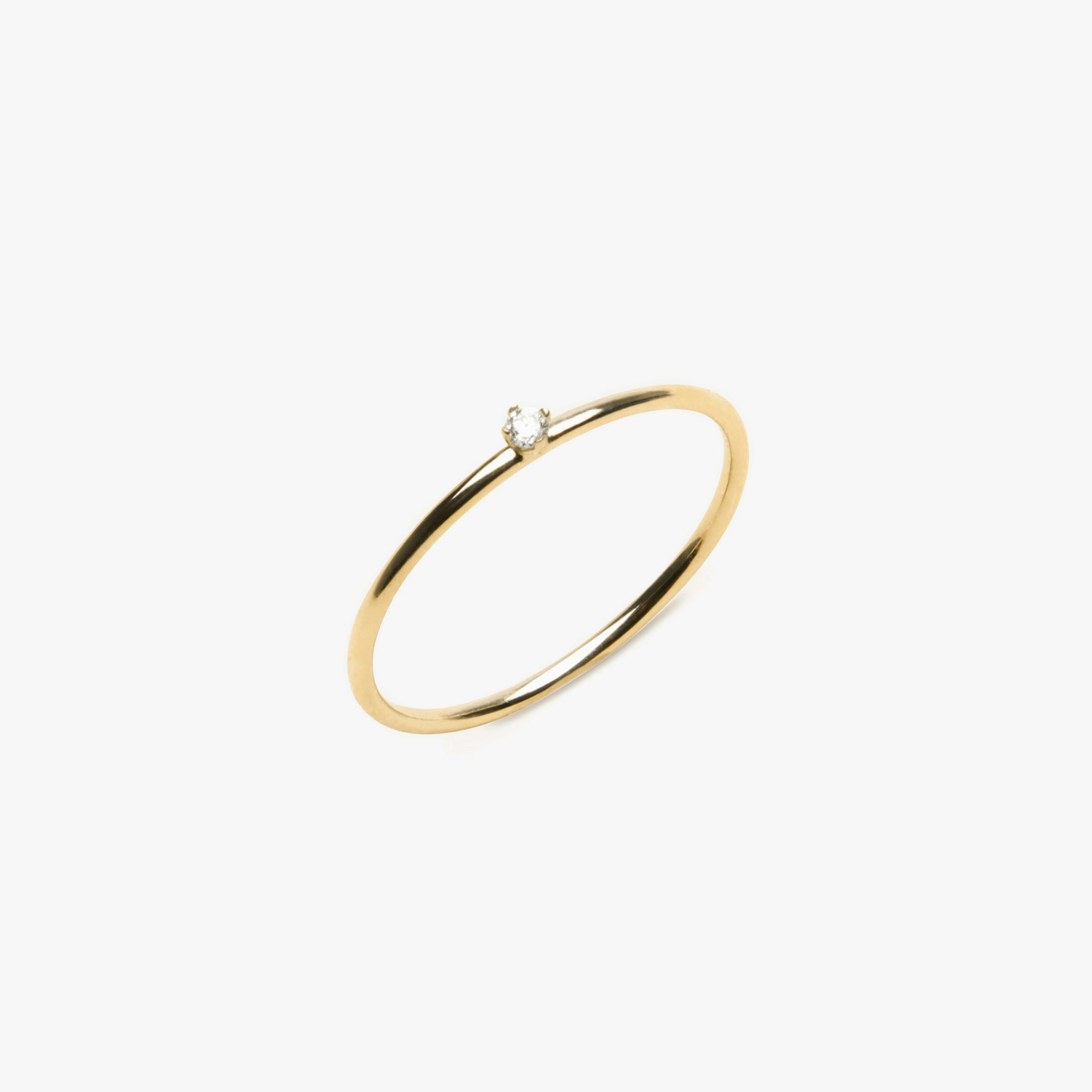 Tiny Ring | Round Brilliant | 14k | 18k Yellow Gold