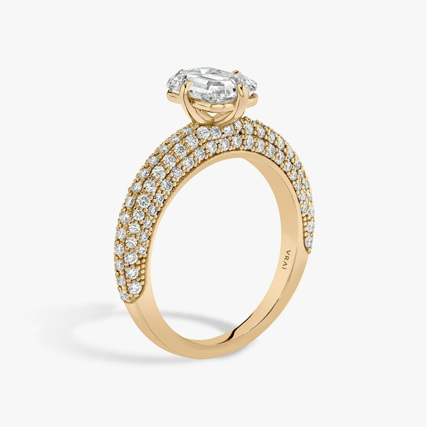 The Curator | Emerald | 14k | 14k Rose Gold | Band: Pavé | Diamond orientation: vertical | Carat weight: See full inventory