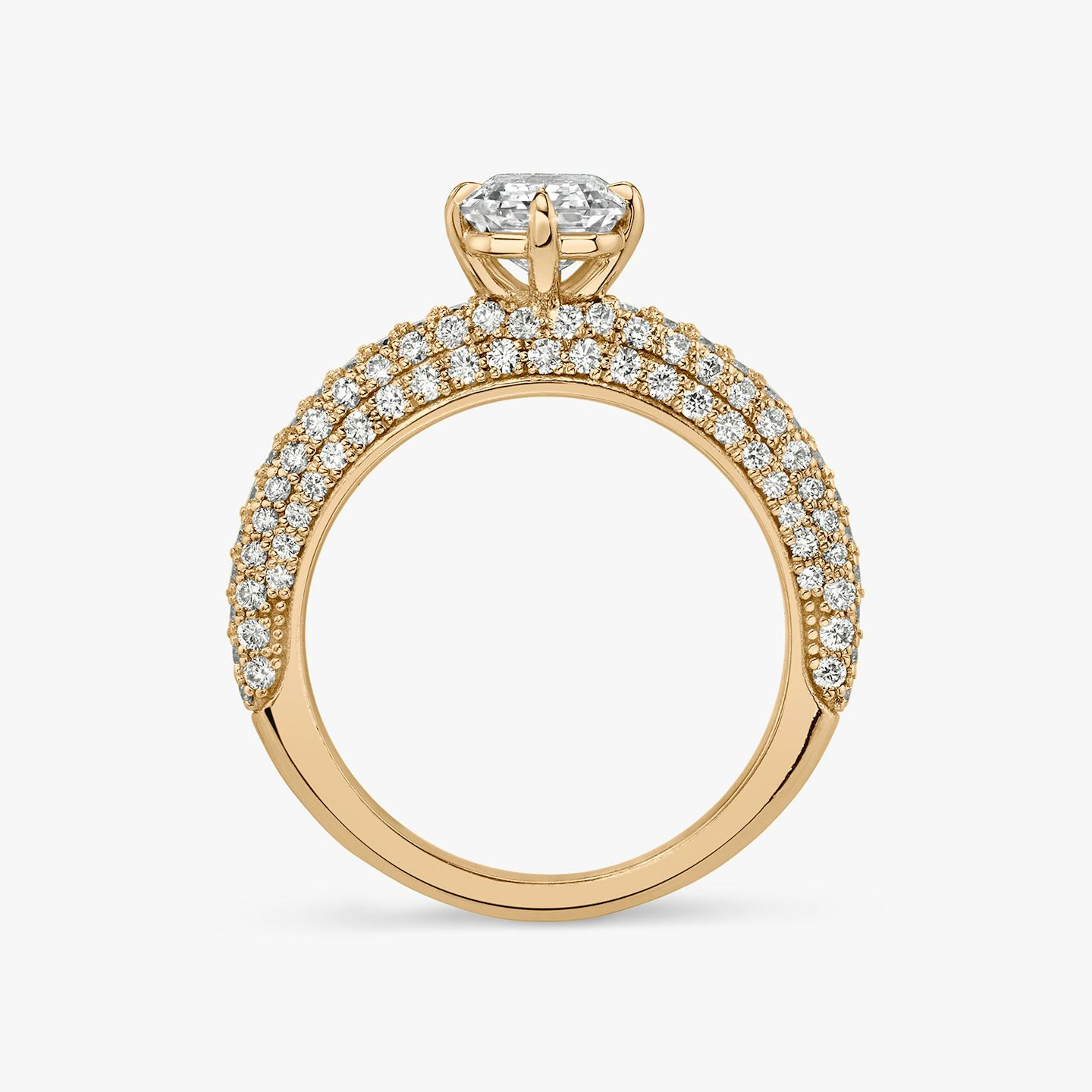 The Curator | Emerald | 14k | 14k Rose Gold | Band: Pavé | Diamond orientation: vertical | Carat weight: See full inventory