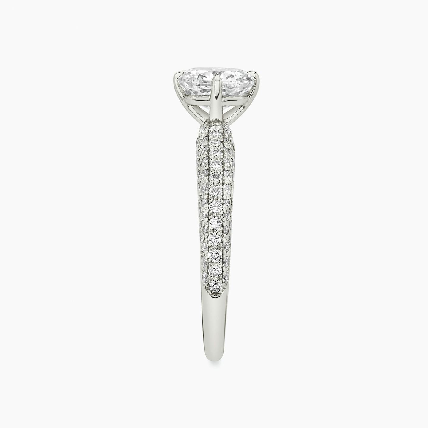 The Curator | Pavé Cushion | Platinum | Band: Pavé | Diamond orientation: vertical | Carat weight: See full inventory