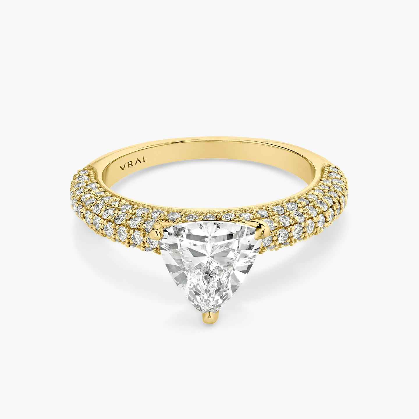 The Curator | Trillion | 18k | 18k Yellow Gold | Band: Pavé | Diamond orientation: vertical | Carat weight: See full inventory