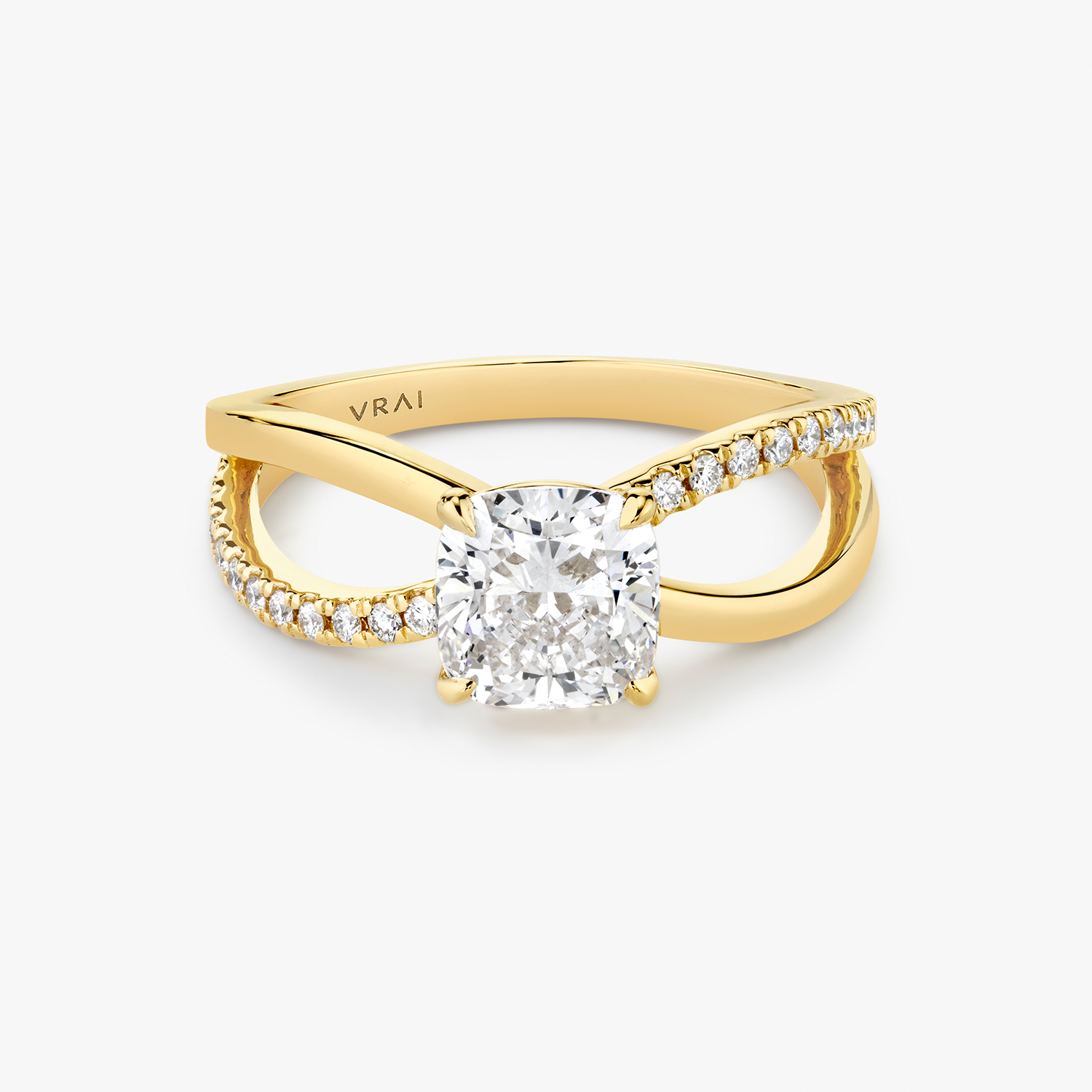 Duet Cushion Engagement Ring | 18k Yellow Gold