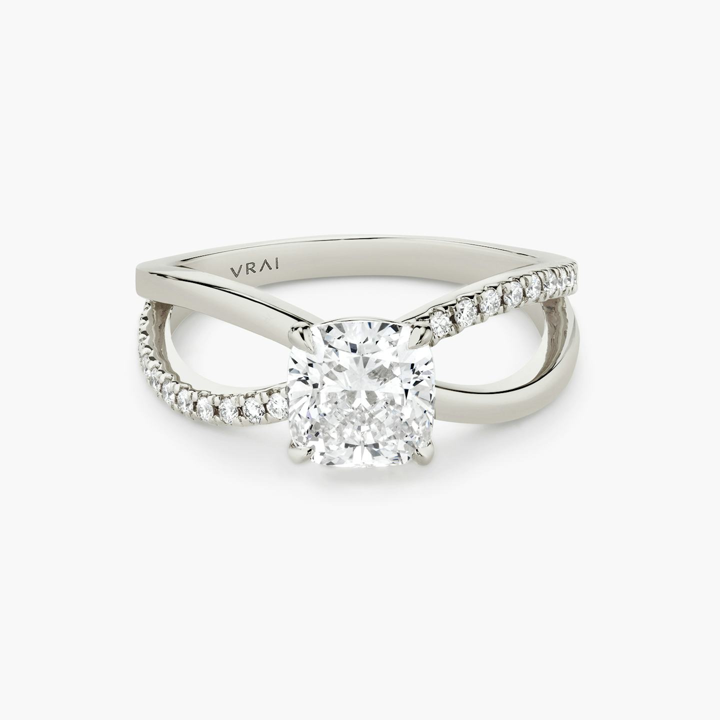 The Duet | Pavé Cushion | 18k | 18k White Gold | Band: Pavé | Diamond orientation: vertical | Carat weight: See full inventory