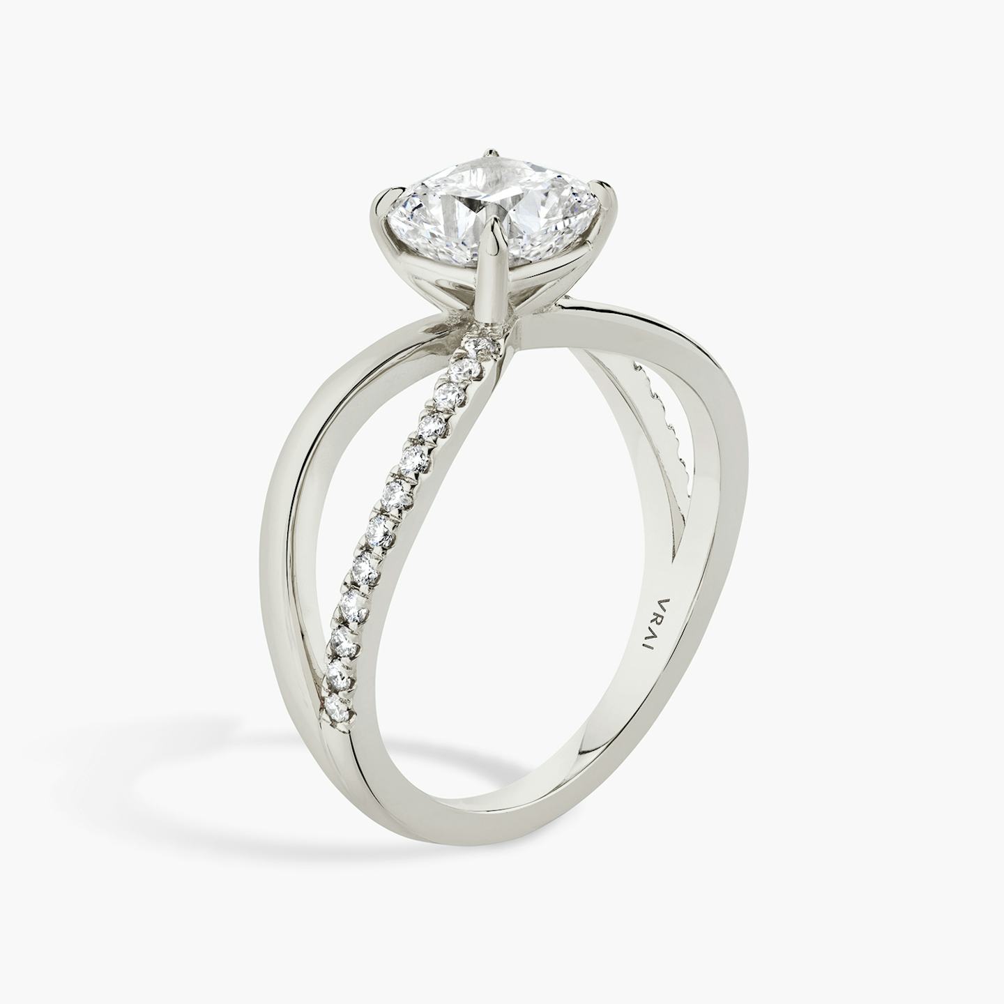 The Duet | Pavé Cushion | 18k | 18k White Gold | Band: Pavé | Diamond orientation: vertical | Carat weight: See full inventory