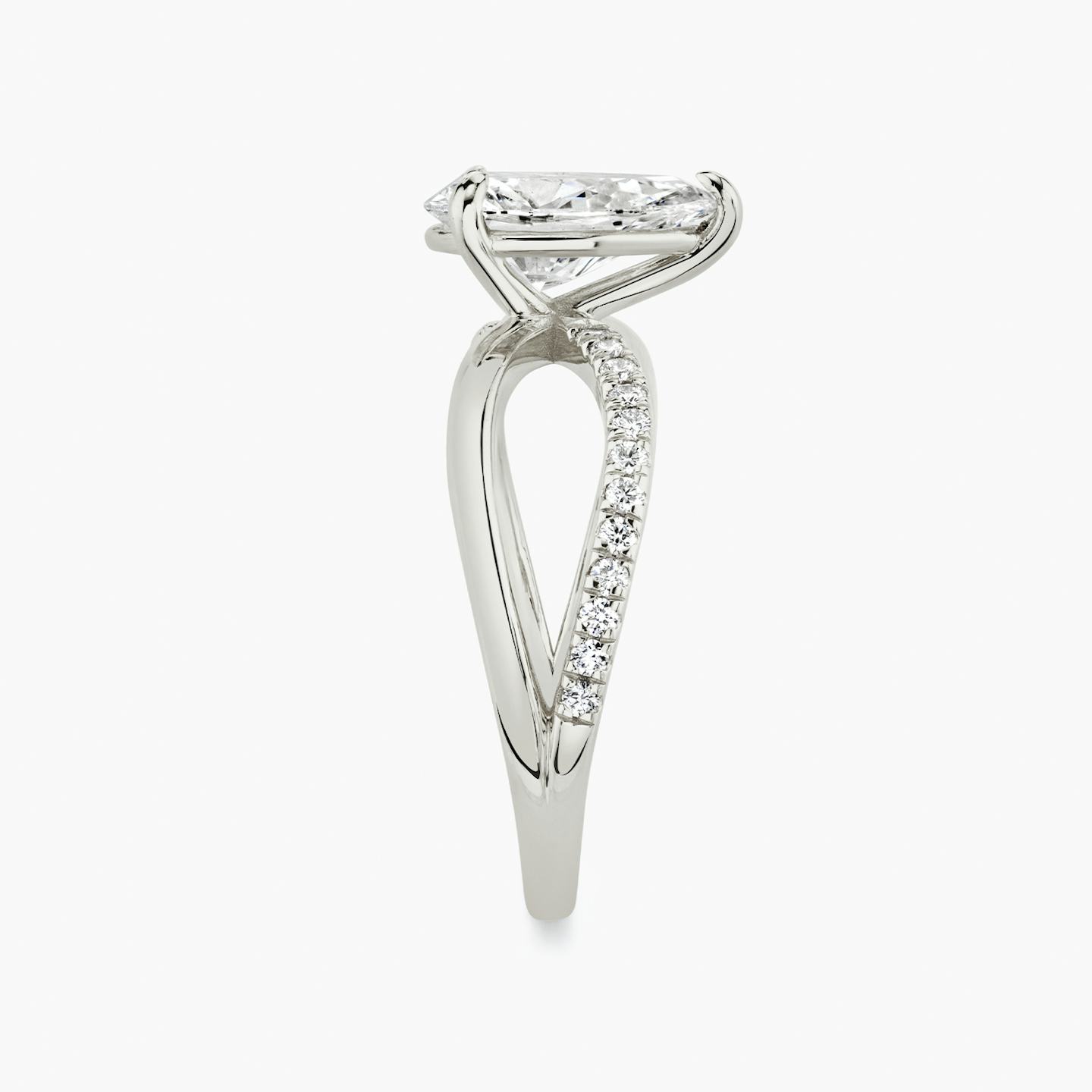 The Duet | Pear | Platinum | Band: Pavé | Diamond orientation: vertical | Carat weight: See full inventory