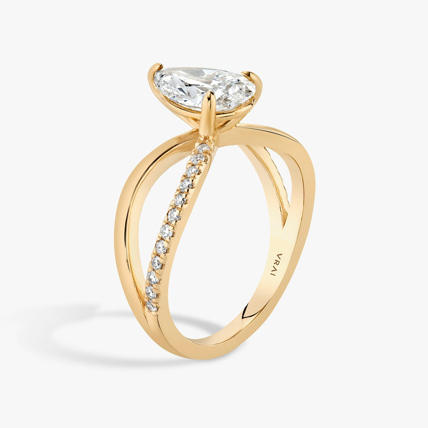 The Duet | Pear | 14k | 14k Rose Gold | Band: Pavé | Diamond orientation: vertical | Carat weight: See full inventory