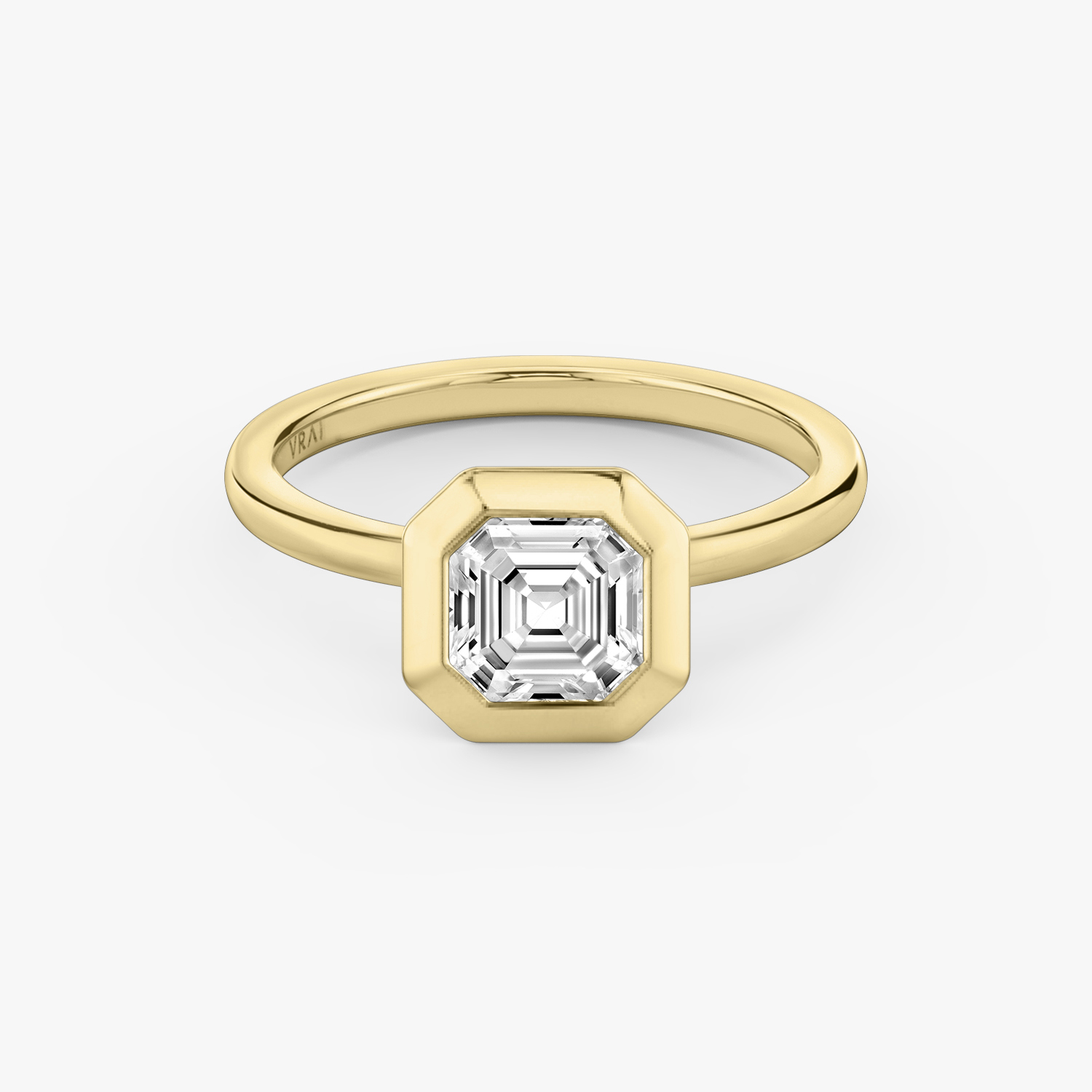 The Signature Bezel Asscher Engagement Ring in Yellow Gold VRAI