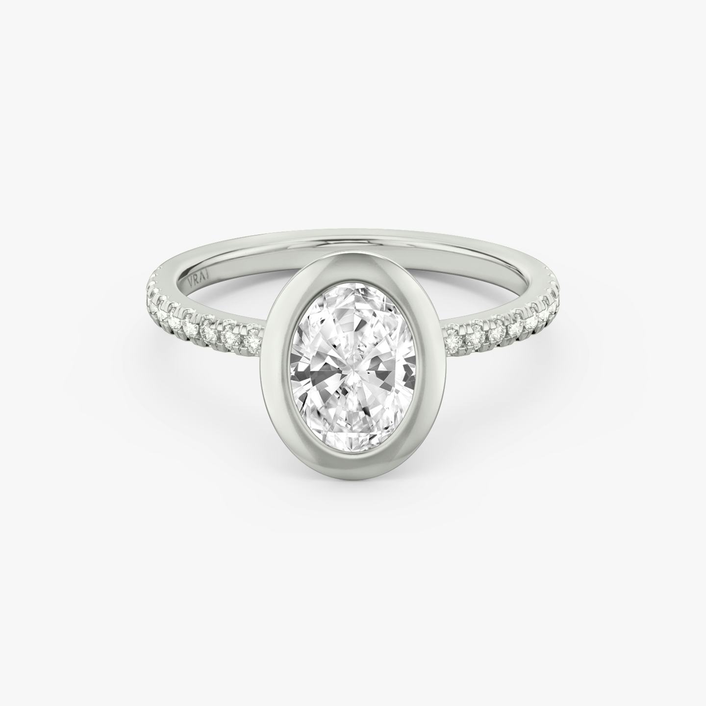 The Signature Bezel | Oval | Platinum | Band: Pavé | Diamond orientation: vertical | Carat weight: See full inventory