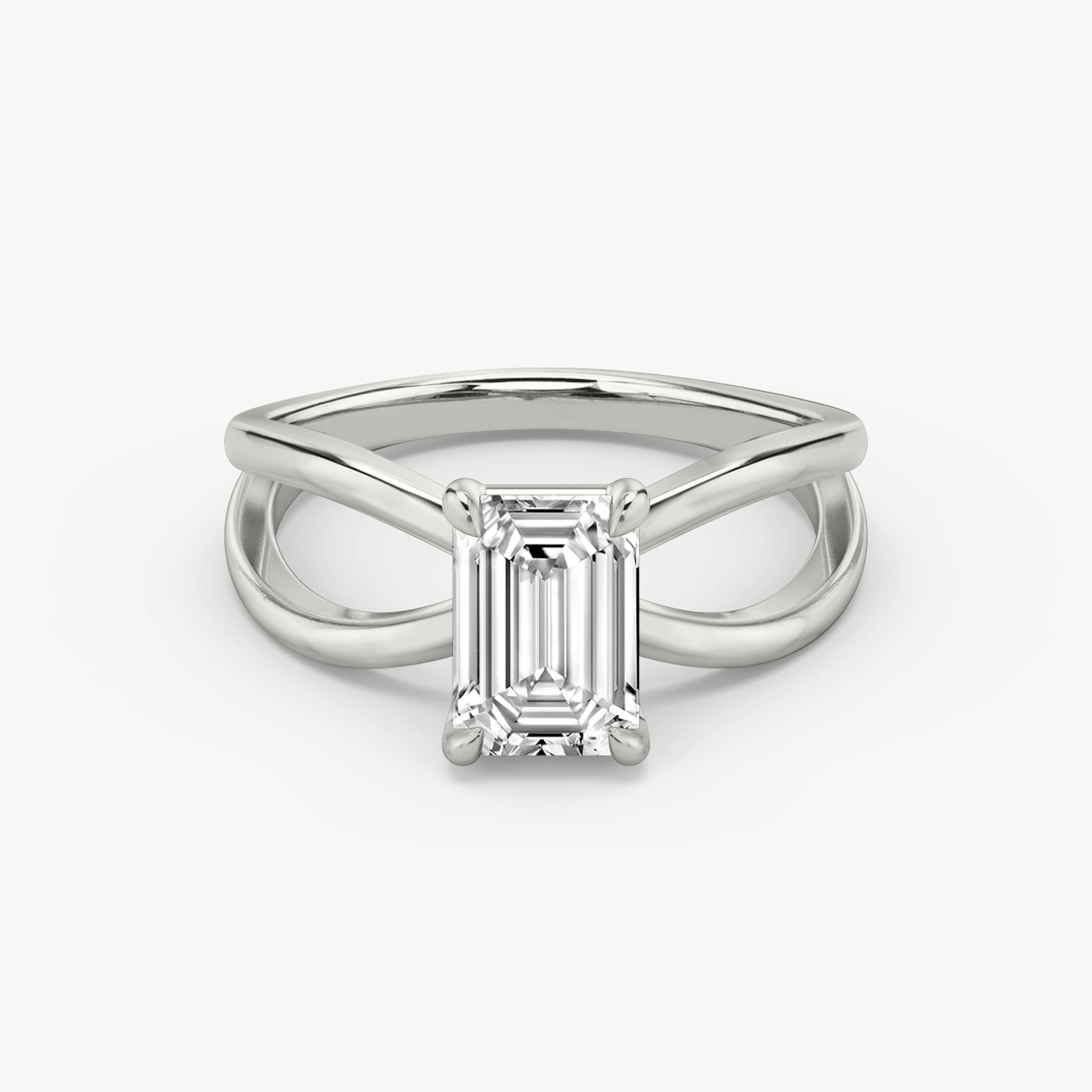 The Duet | Emerald | 18k | 18k White Gold | Band: Plain | Diamond orientation: vertical | Carat weight: See full inventory