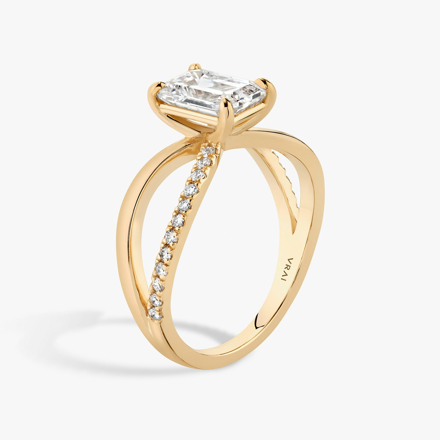 The Duet | Emerald | 14k | 14k Rose Gold | Band: Pavé | Diamond orientation: vertical | Carat weight: See full inventory