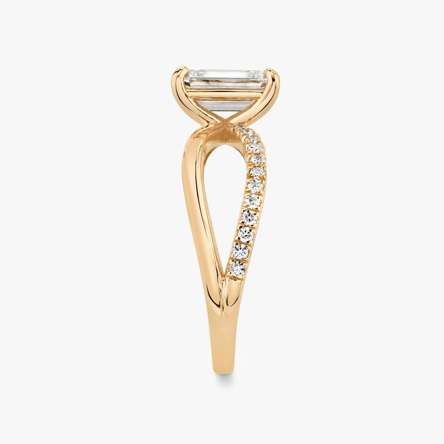 The Duet | Emerald | 14k | 14k Rose Gold | Band: Pavé | Diamond orientation: vertical | Carat weight: See full inventory