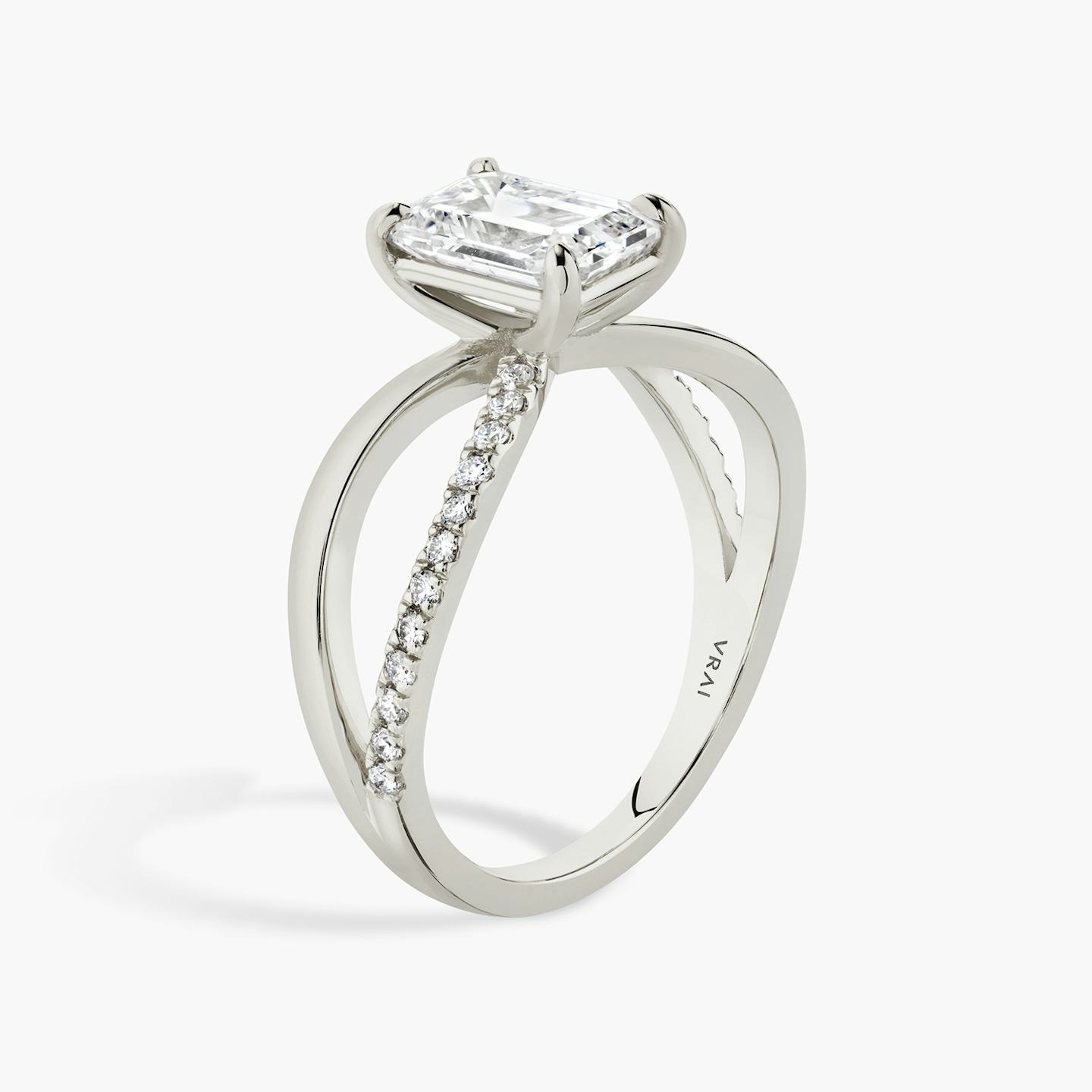 The Duet | Emerald | 18k | 18k White Gold | Band: Pavé | Diamond orientation: vertical | Carat weight: See full inventory