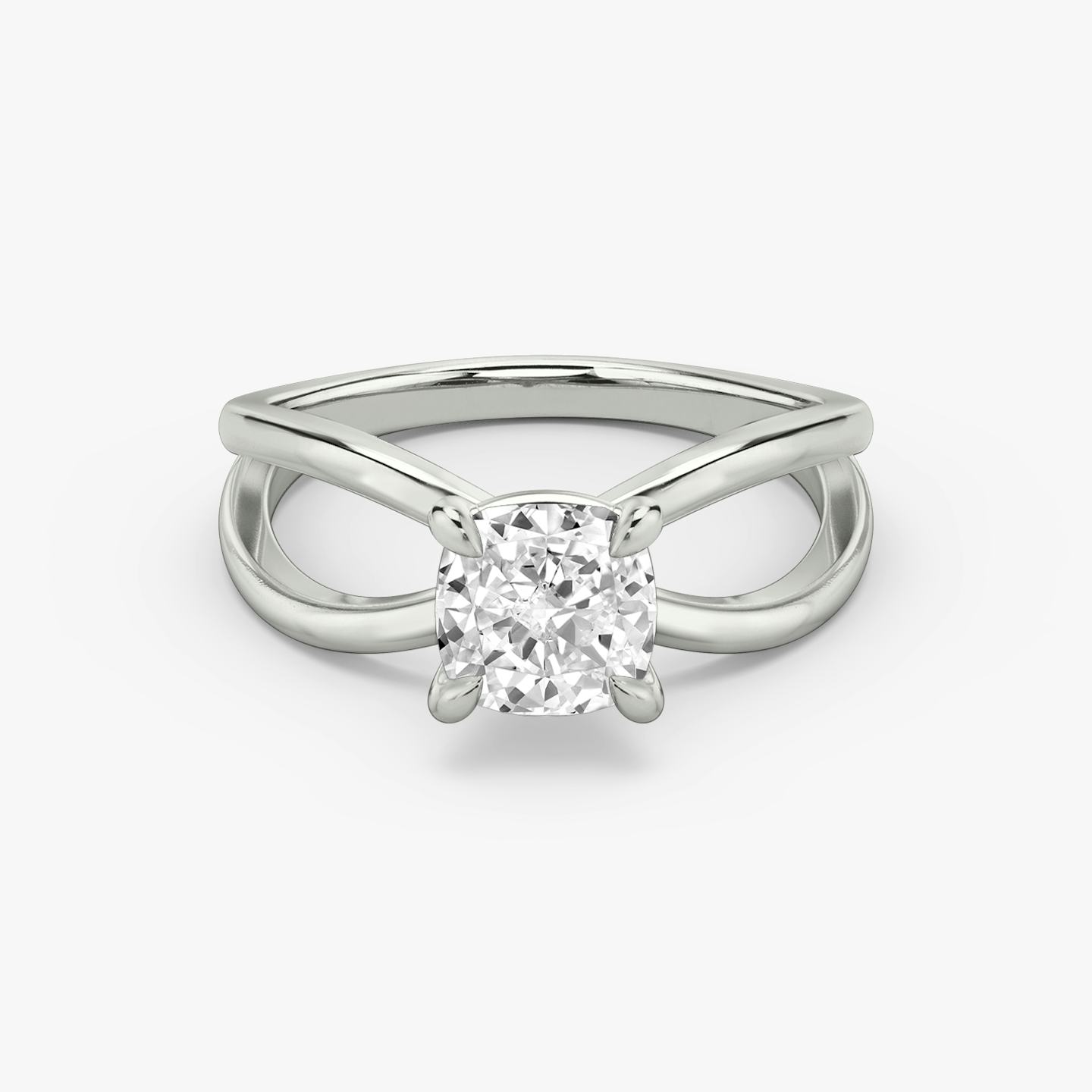 The Duet | Pavé Cushion | 18k | 18k White Gold | Band: Plain | Diamond orientation: vertical | Carat weight: See full inventory