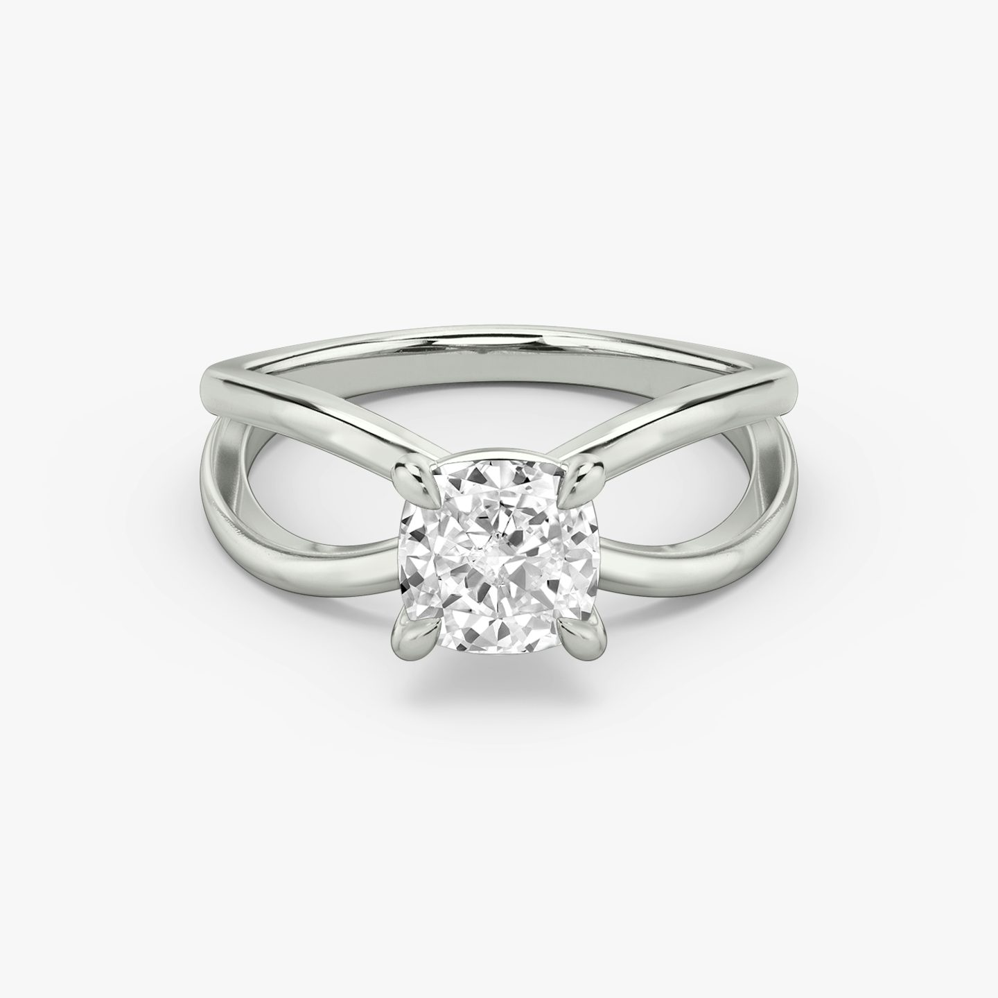 The Duet | Pavé Cushion | 18k | 18k White Gold | Band: Plain | Diamond orientation: vertical | Carat weight: See full inventory