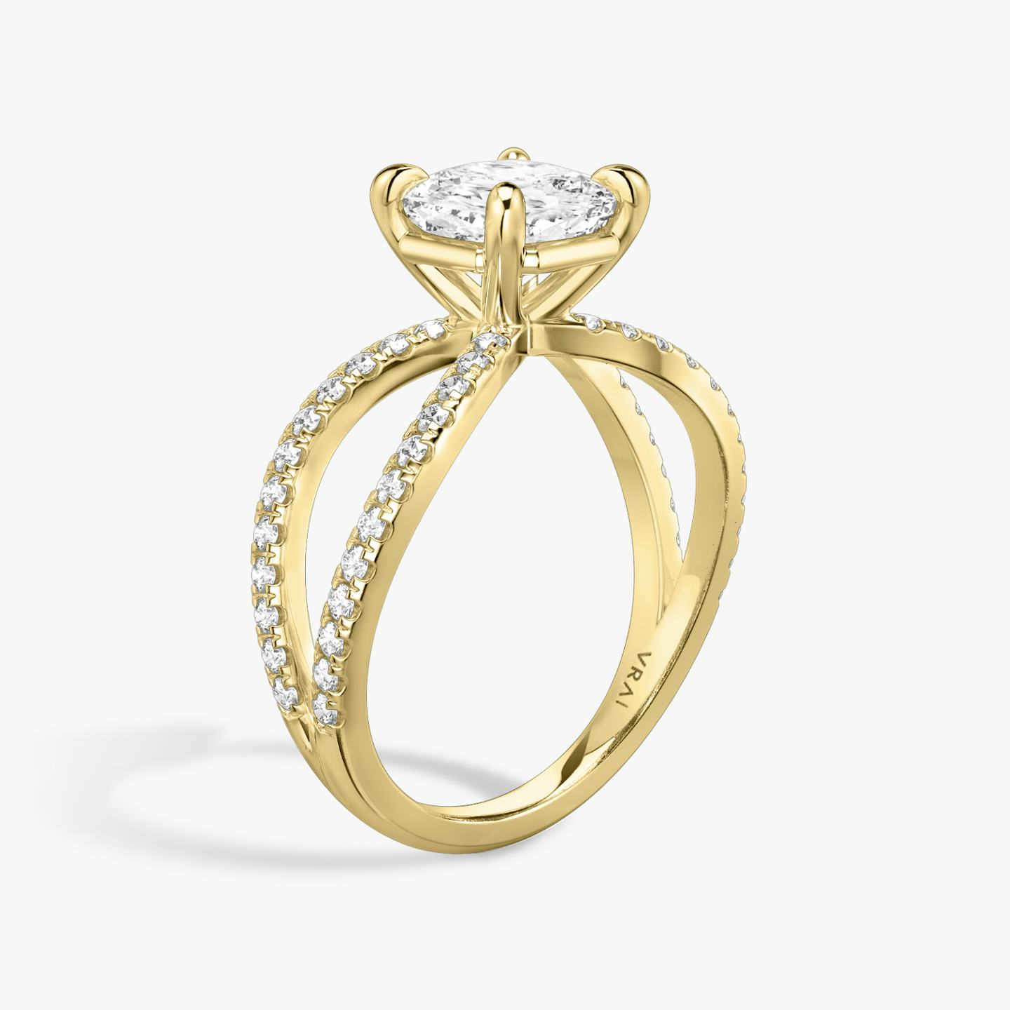 The Duet | Pavé Cushion | 18k | 18k Yellow Gold | Band: Double pavé | Diamond orientation: vertical | Carat weight: See full inventory
