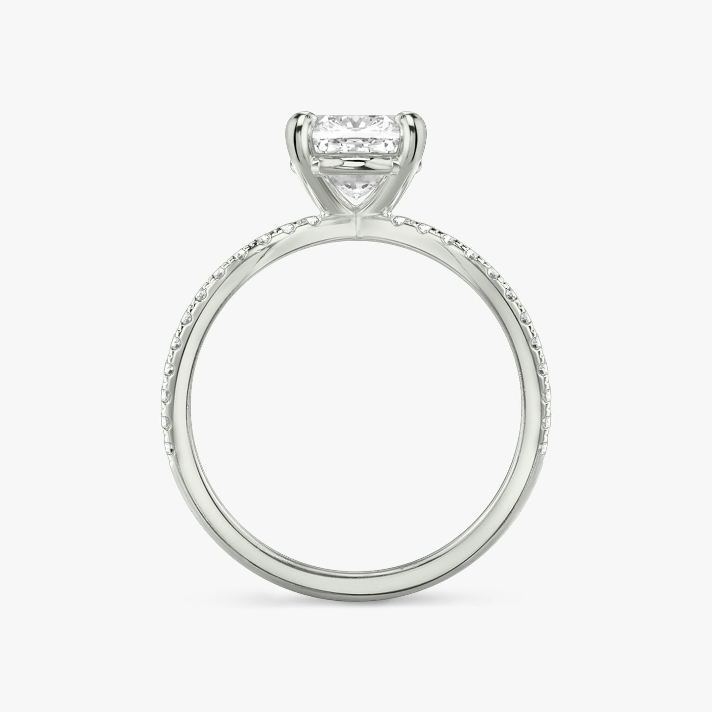 The Duet | Pavé Cushion | 18k | 18k White Gold | Band: Double pavé | Diamond orientation: vertical | Carat weight: See full inventory