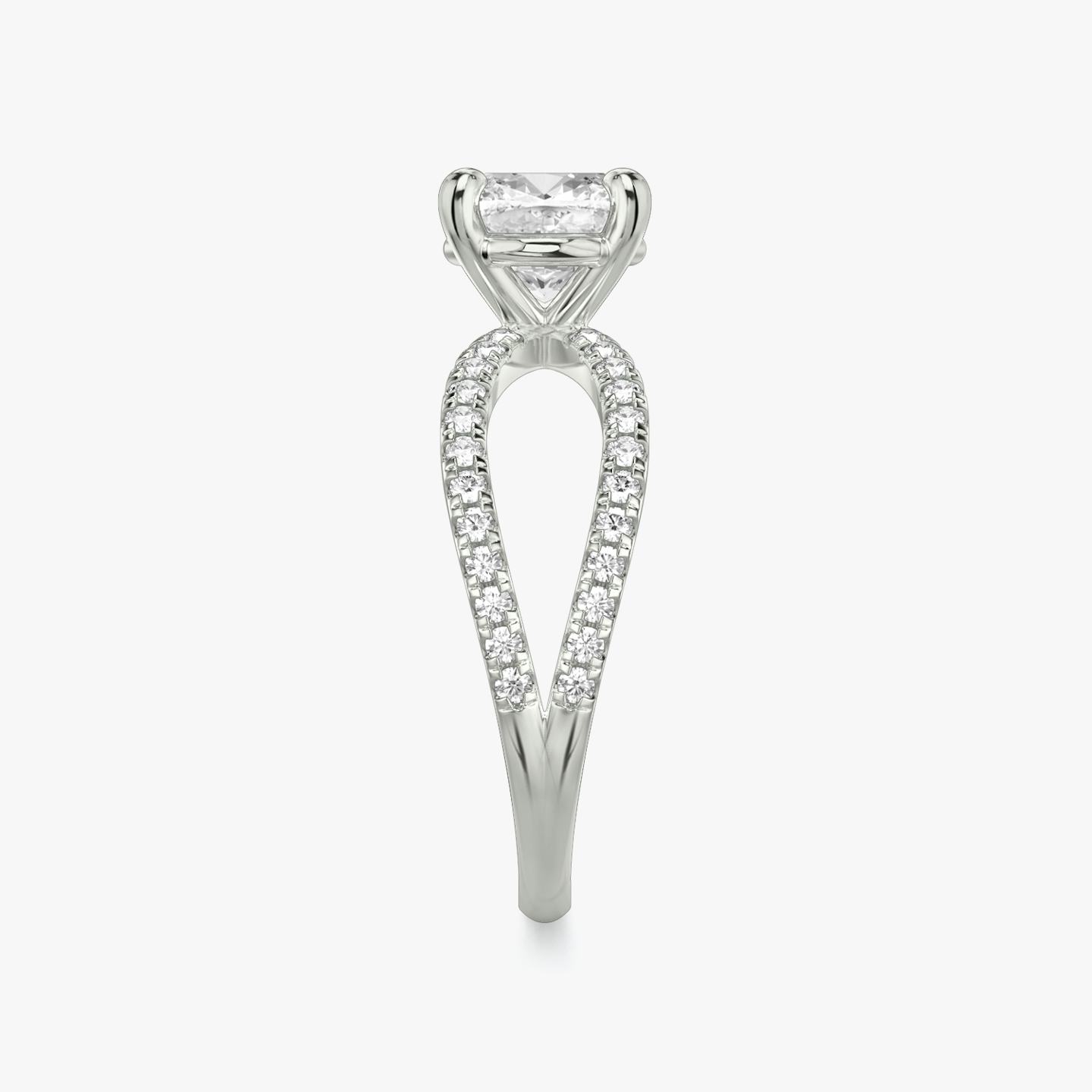 The Duet | Pavé Cushion | 18k | 18k White Gold | Band: Double pavé | Diamond orientation: vertical | Carat weight: See full inventory