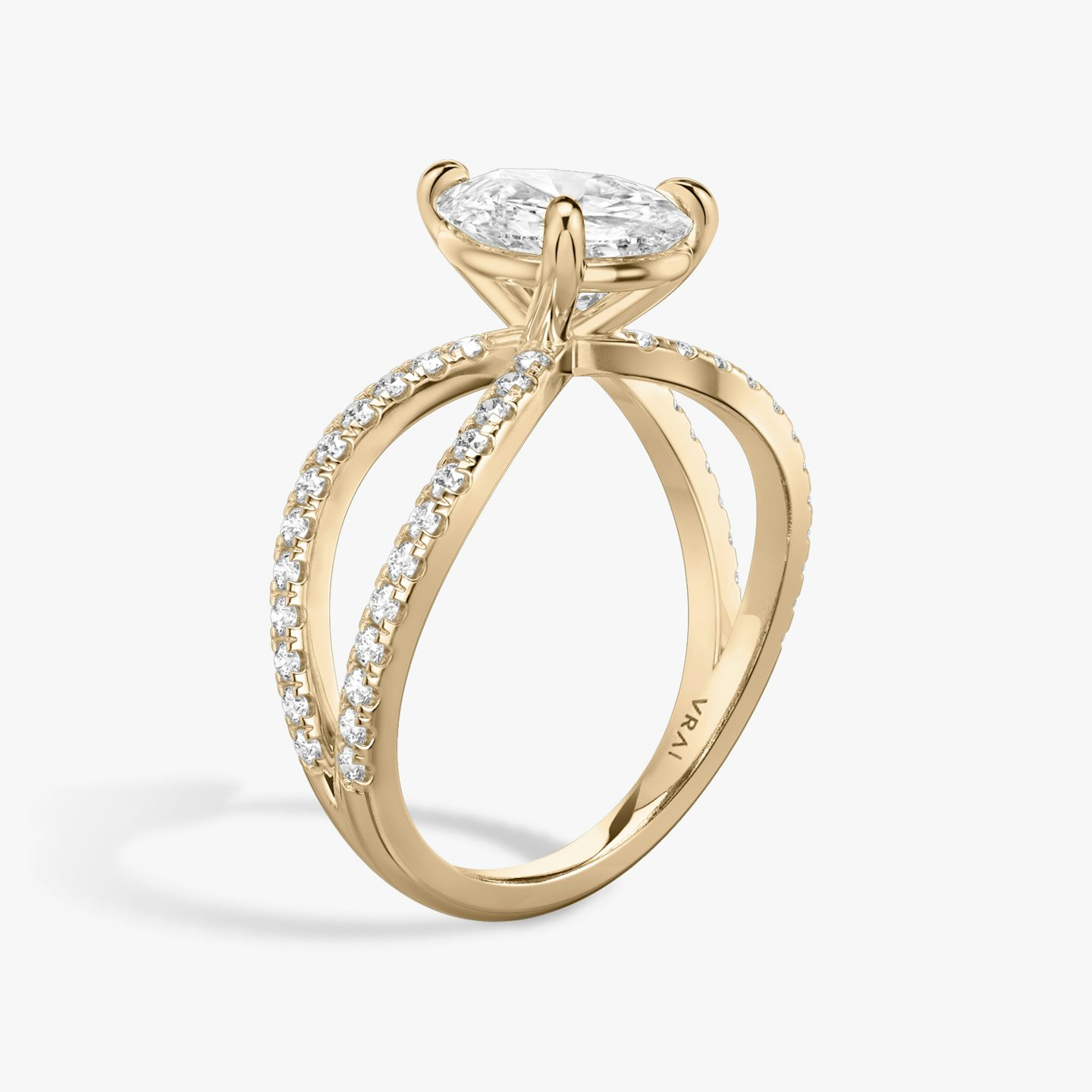 The Duet | Pear | 14k | 14k Rose Gold | Band: Double pavé | Diamond orientation: vertical | Carat weight: See full inventory
