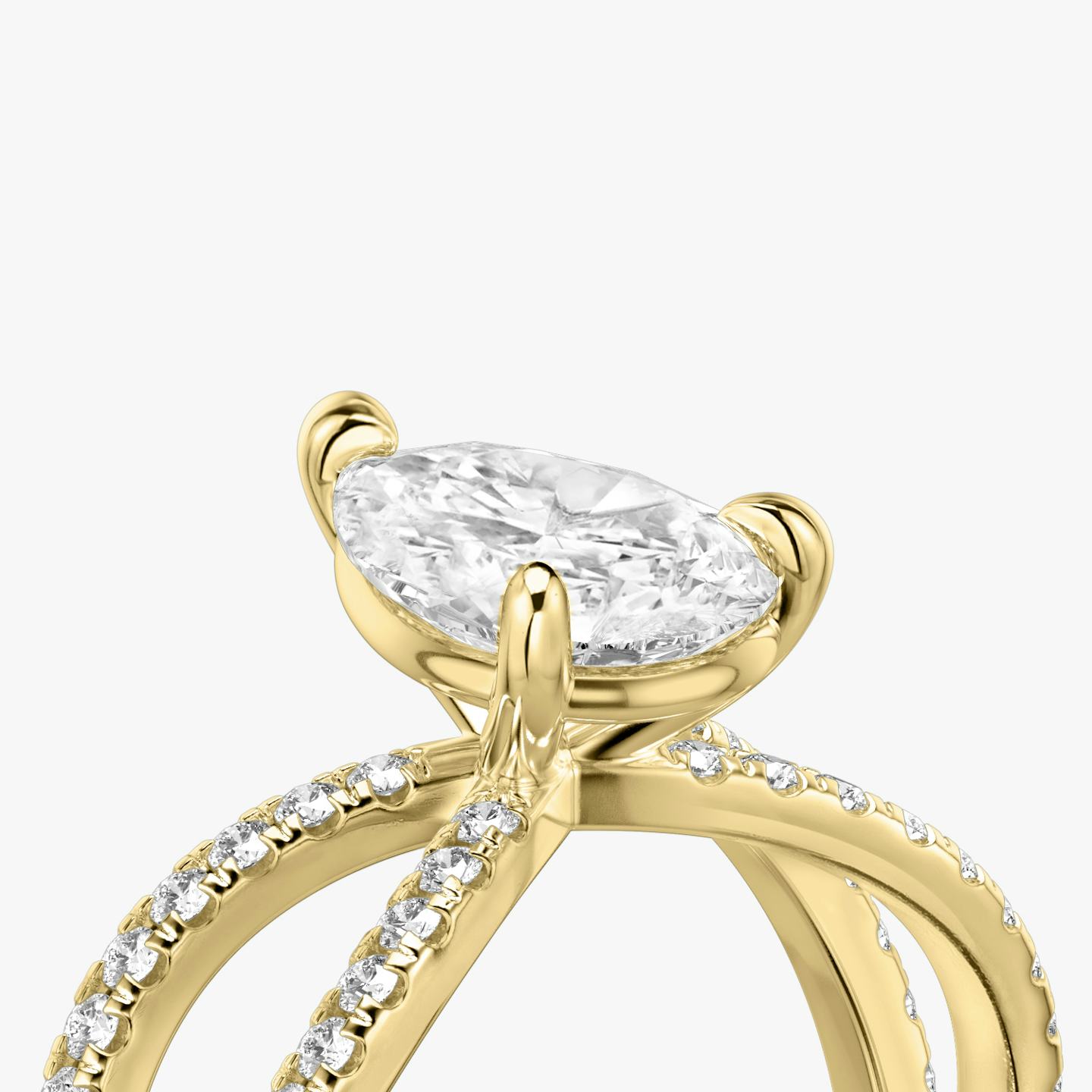 Duet | Tropfen | 18k | 18k Gelbgold | Ring: Ring mit doppeltem Pavé-Besatz | Diamantausrichtung: vertical | Karatgewicht: Gesamtbestand ansehen