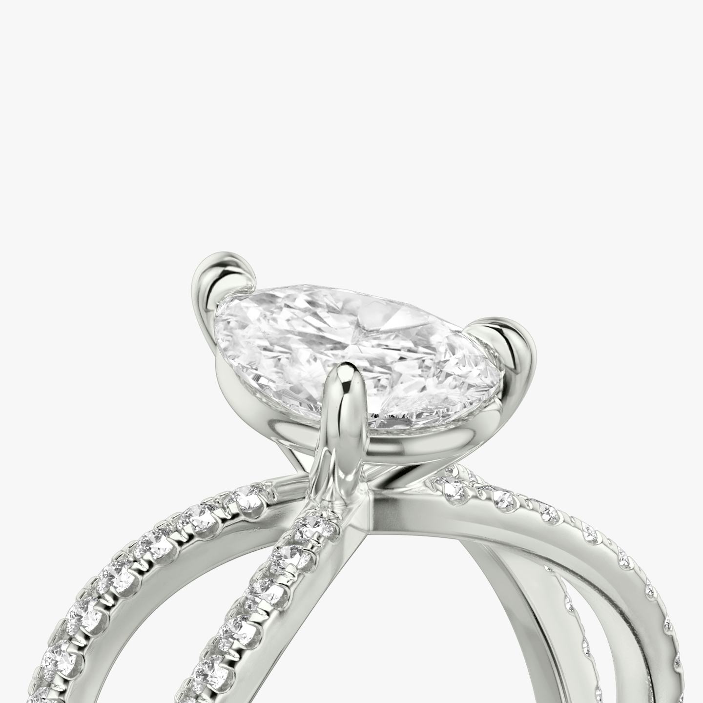 The Duet | Pear | 18k | 18k White Gold | Band: Double pavé | Diamond orientation: vertical | Carat weight: See full inventory