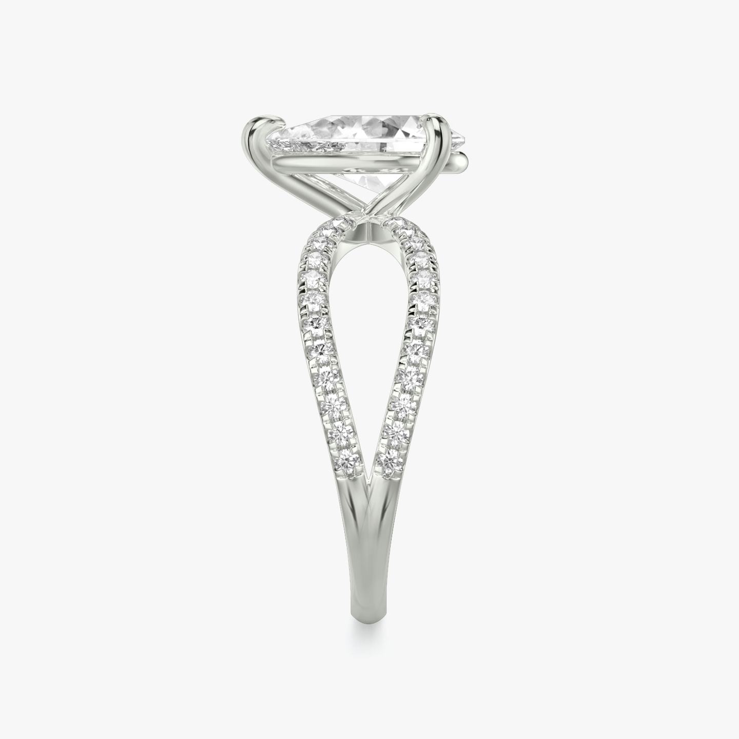 The Duet | Pear | Platinum | Band: Double pavé | Diamond orientation: vertical | Carat weight: See full inventory
