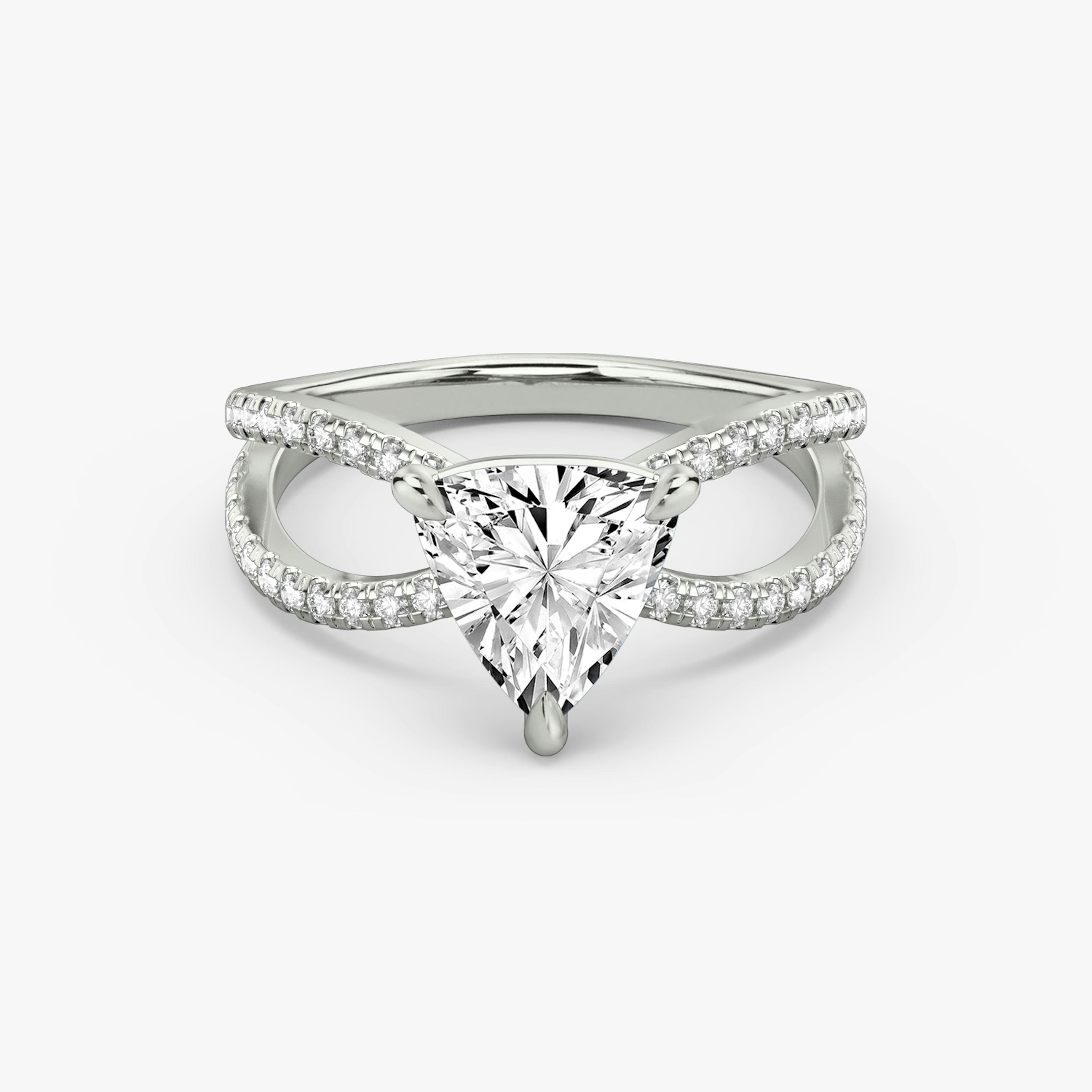 The Duet | Trillion | Platinum | Band: Double pavé | Diamond orientation: vertical | Carat weight: See full inventory