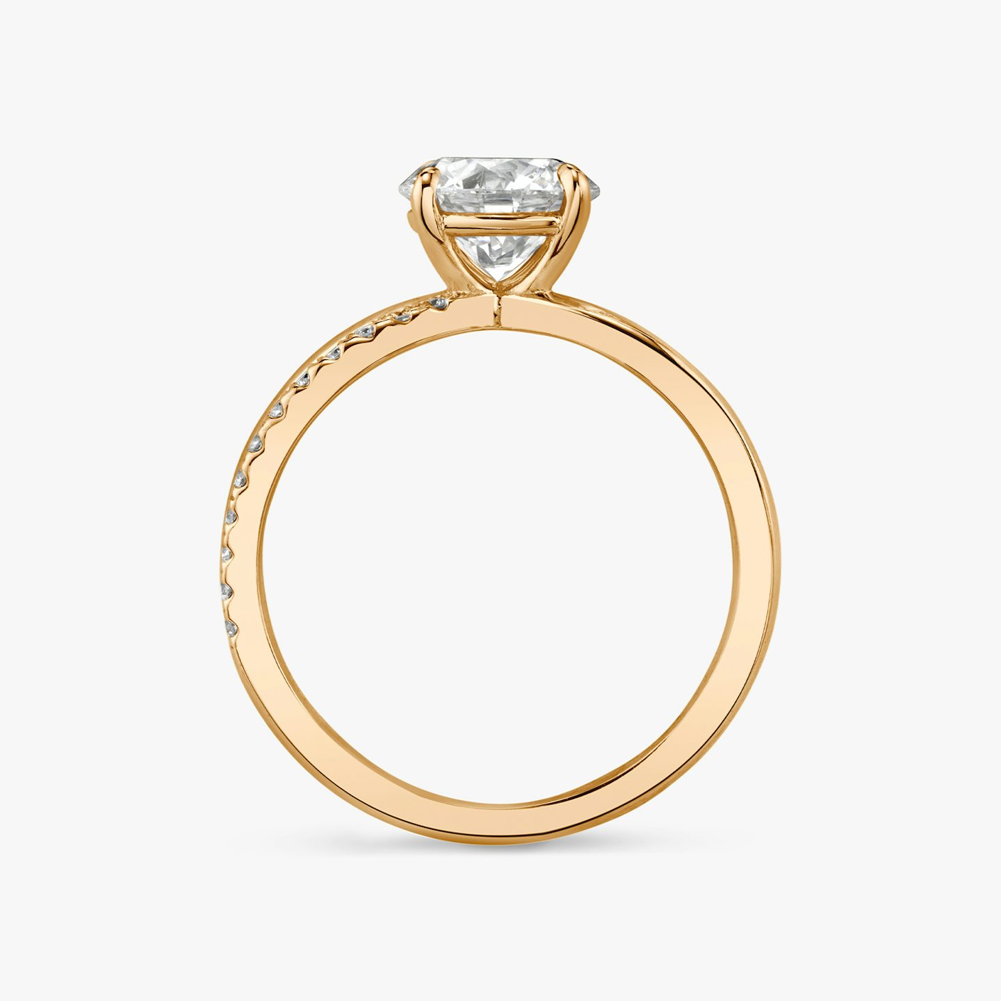 The Duet | Round Brilliant | 14k | 14k Rose Gold | Band: Pavé | Carat weight: See full inventory | Diamond orientation: vertical