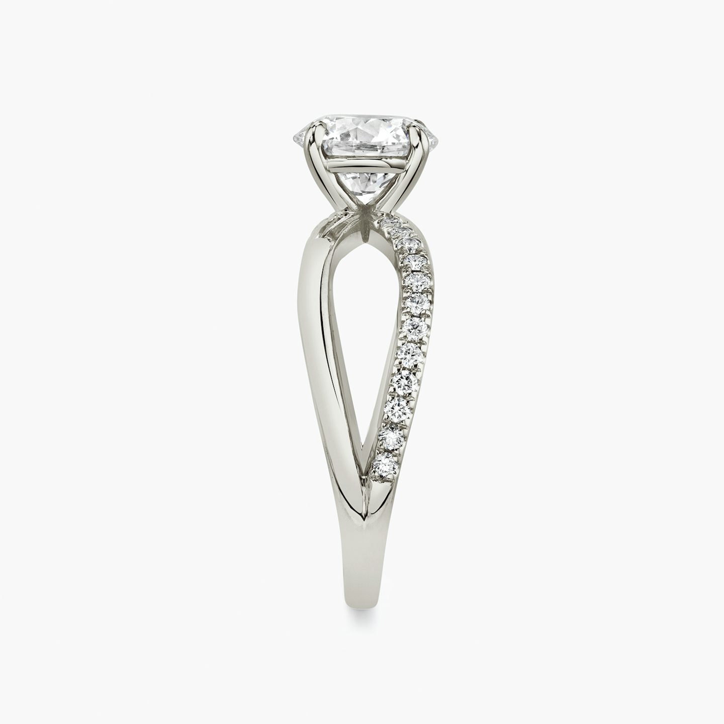 The Duet | Round Brilliant | 18k | 18k White Gold | Band: Pavé | Carat weight: See full inventory | Diamond orientation: vertical