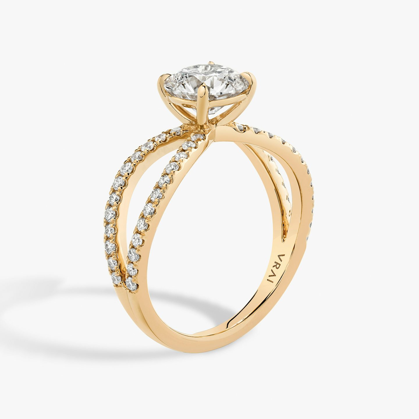 The Duet | Round Brilliant | 14k | 14k Rose Gold | Band: Double pavé | Carat weight: See full inventory | Diamond orientation: vertical