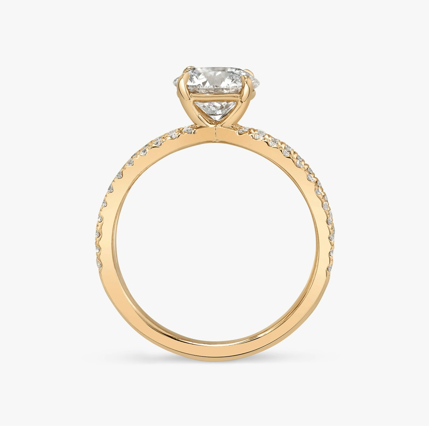 The Duet | Round Brilliant | 14k | 14k Rose Gold | Band: Double pavé | Carat weight: See full inventory | Diamond orientation: vertical