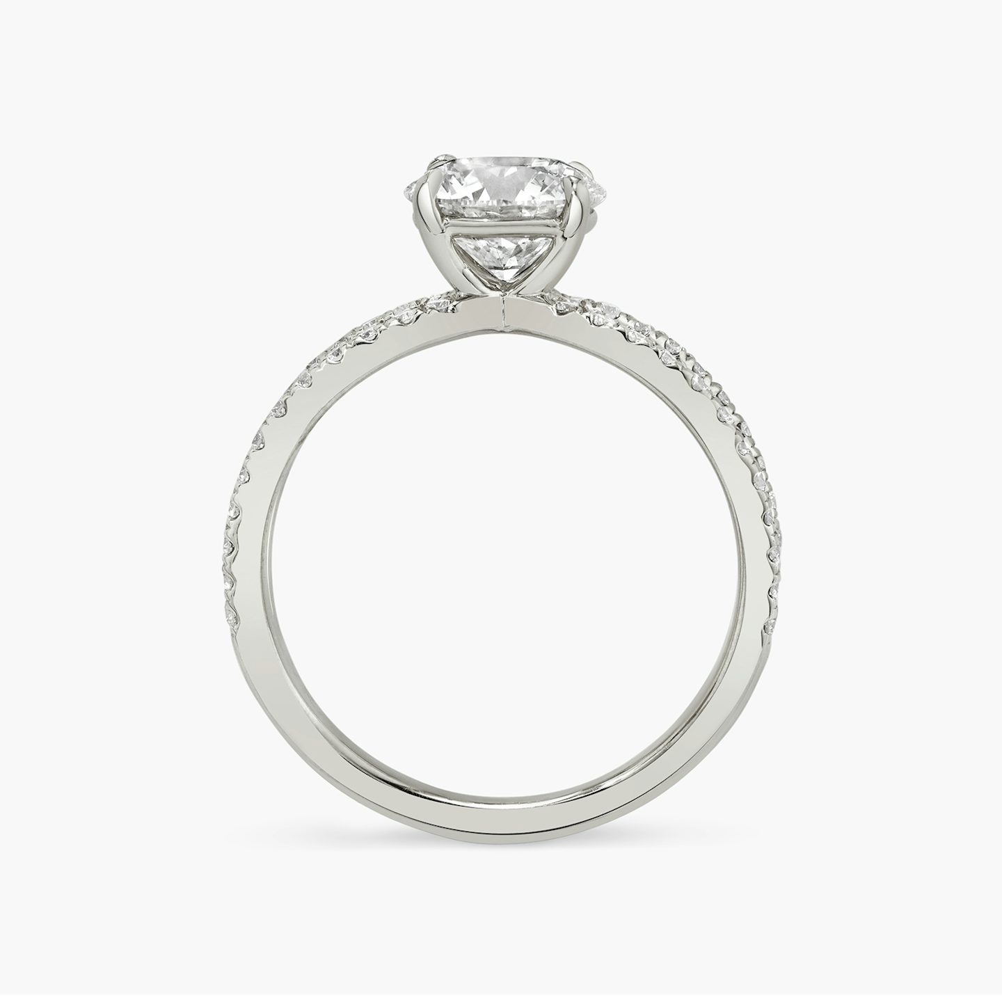 The Duet | Round Brilliant | 18k | 18k White Gold | Band: Double pavé | Carat weight: See full inventory | Diamond orientation: vertical