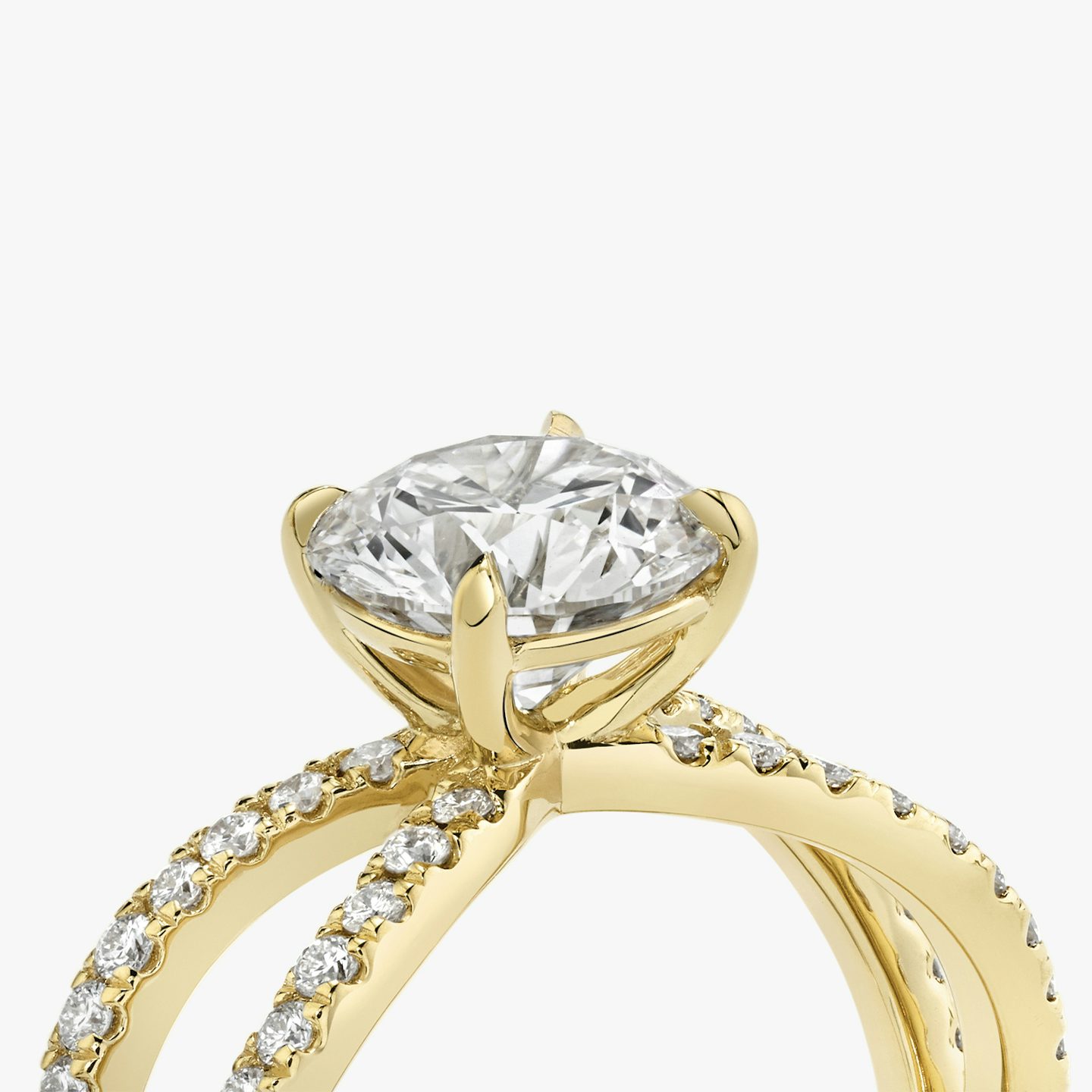 Duet | Rund | 18k | 18k Gelbgold | Ring: Ring mit doppeltem Pavé-Besatz | Karatgewicht: Gesamtbestand ansehen | Diamantausrichtung: vertical