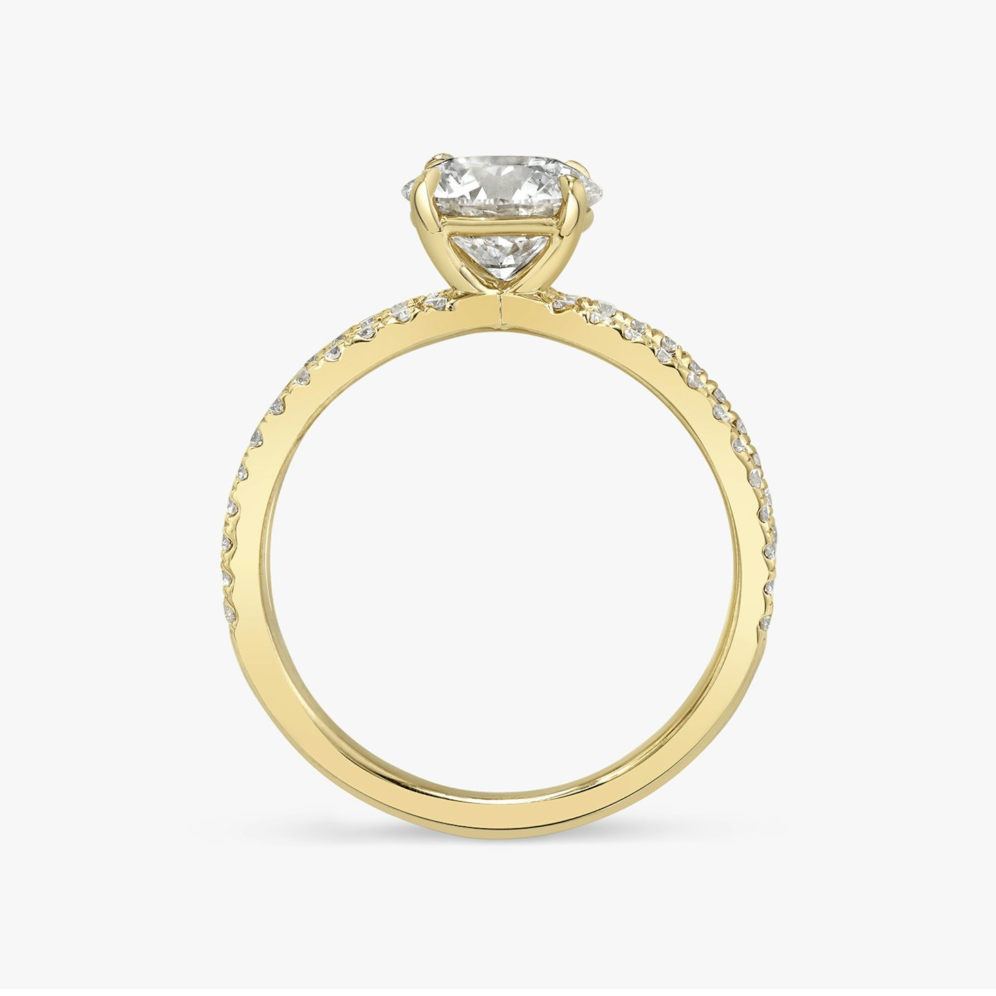 Duet | Rund | 18k | 18k Gelbgold | Ring: Ring mit doppeltem Pavé-Besatz | Karatgewicht: 2 | Diamantausrichtung: vertical