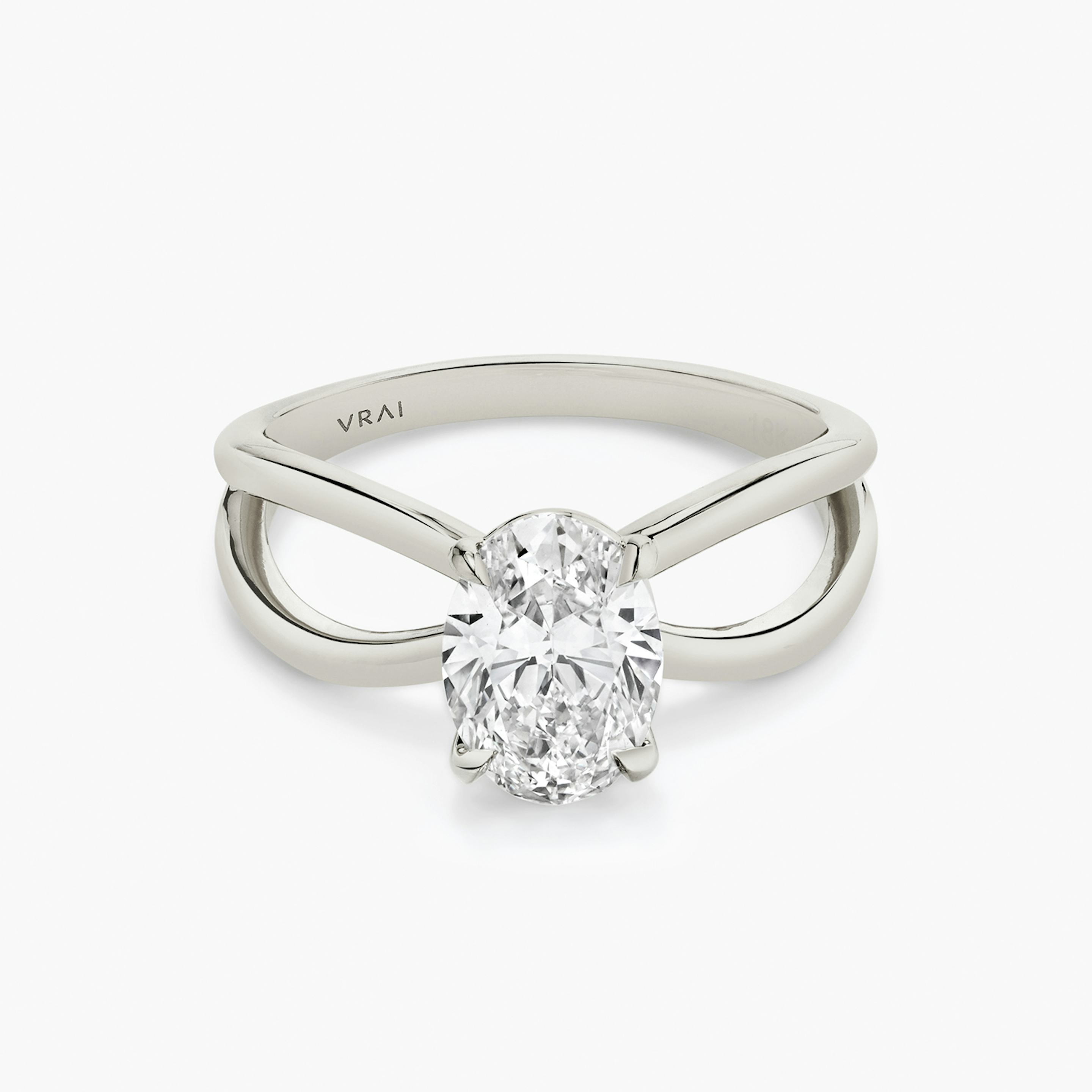 The Duet | Oval | 18k | 18k White Gold | Band: Plain | Diamond orientation: vertical | Carat weight: See full inventory