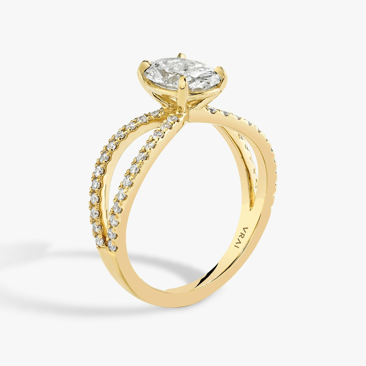 The Duet | Oval | 18k | 18k Yellow Gold | Band: Double pavé | Diamond orientation: vertical | Carat weight: See full inventory