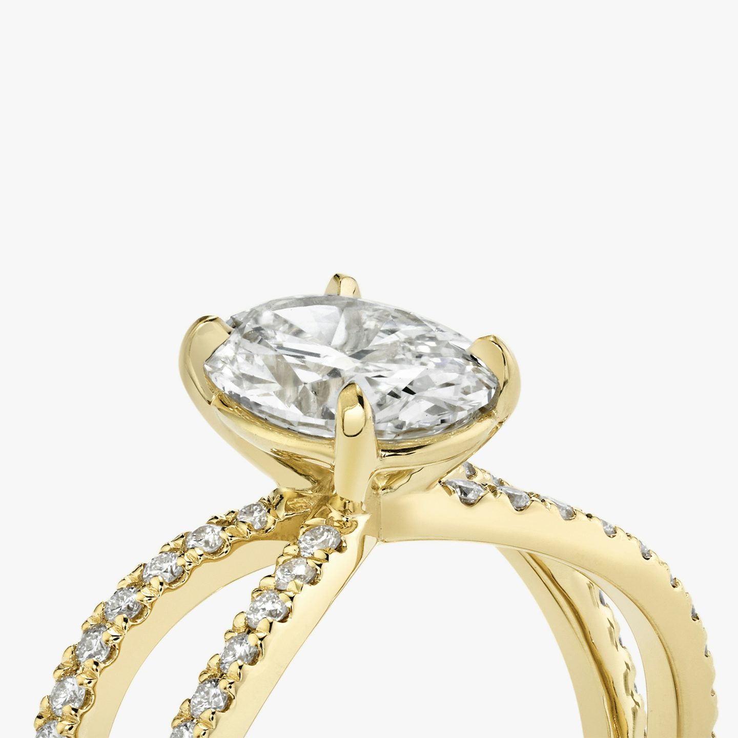 The Duet | Oval | 18k | 18k Yellow Gold | Band: Double pavé | Diamond orientation: vertical | Carat weight: See full inventory
