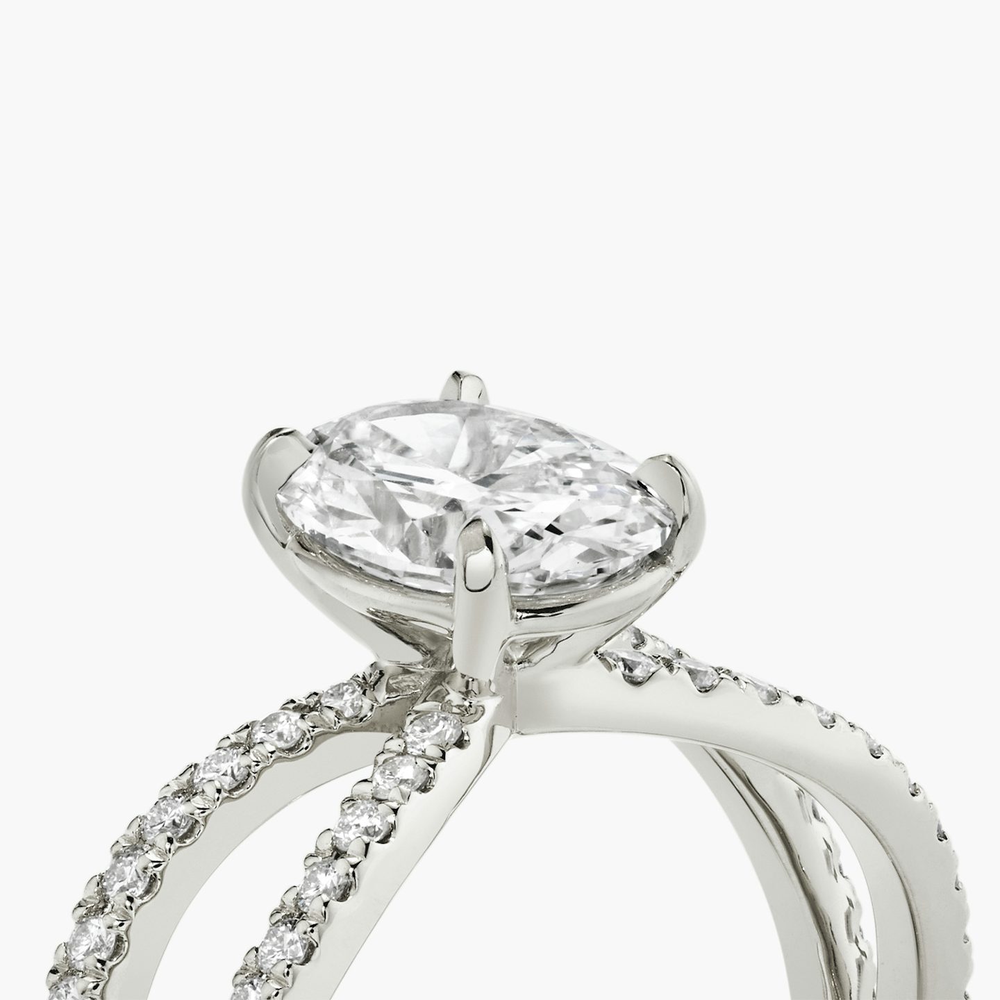 The Duet | Oval | 18k | 18k White Gold | Band: Double pavé | Diamond orientation: vertical | Carat weight: See full inventory