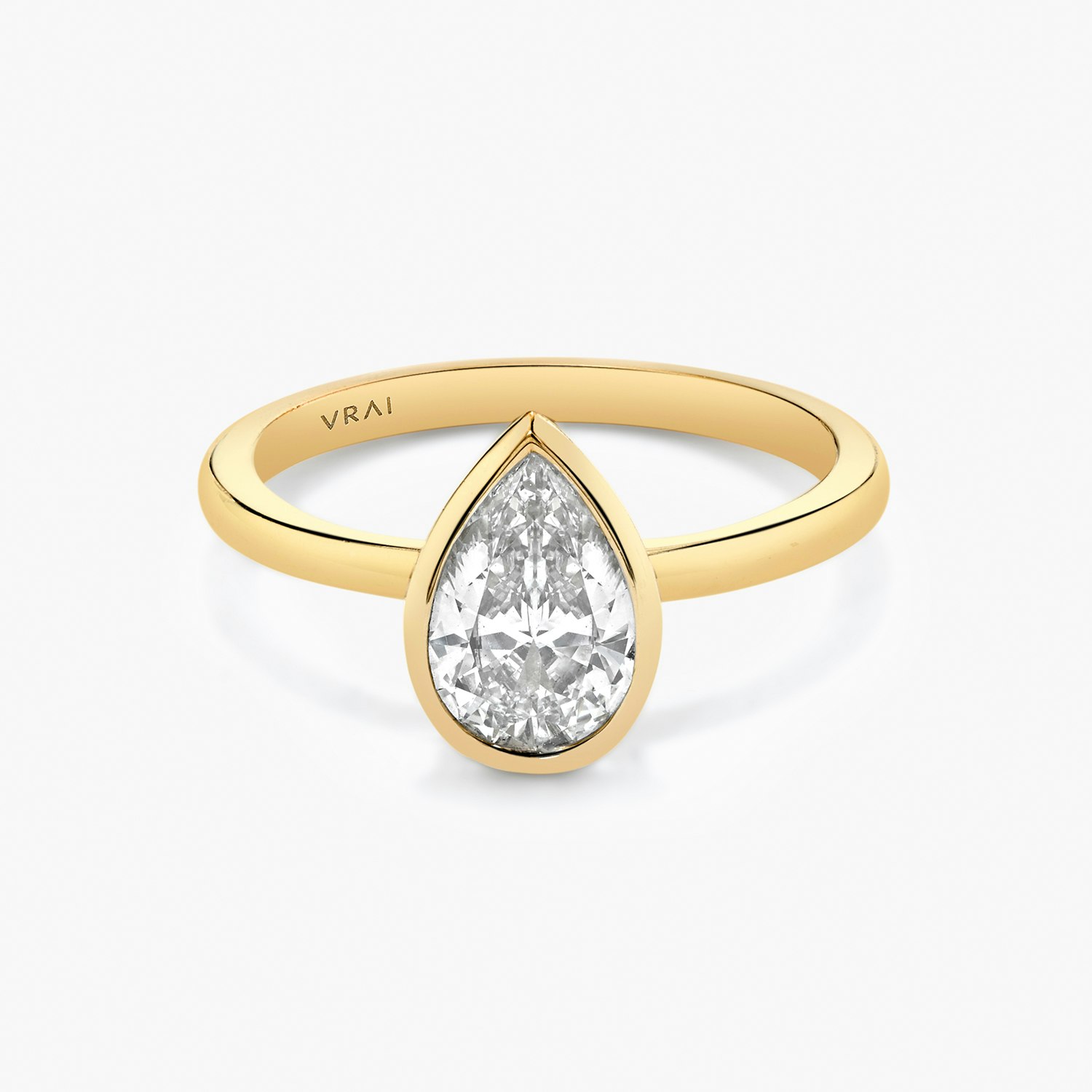 Signature Bezel Pear Engagement Ring | 18k Yellow Gold