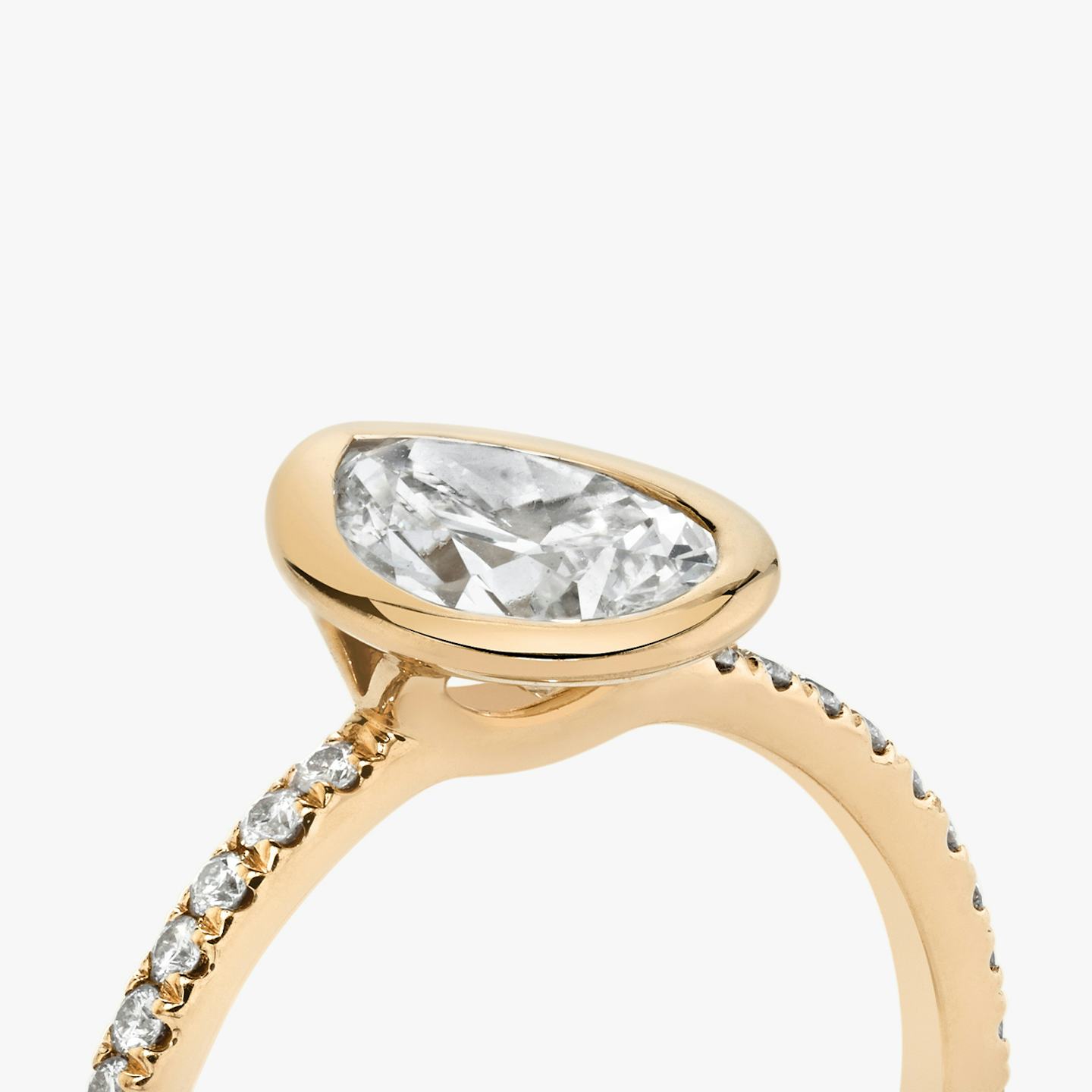 The Signature Bezel | Pear | 14k | 14k Rose Gold | Band: Pavé | Diamond orientation: vertical | Carat weight: See full inventory